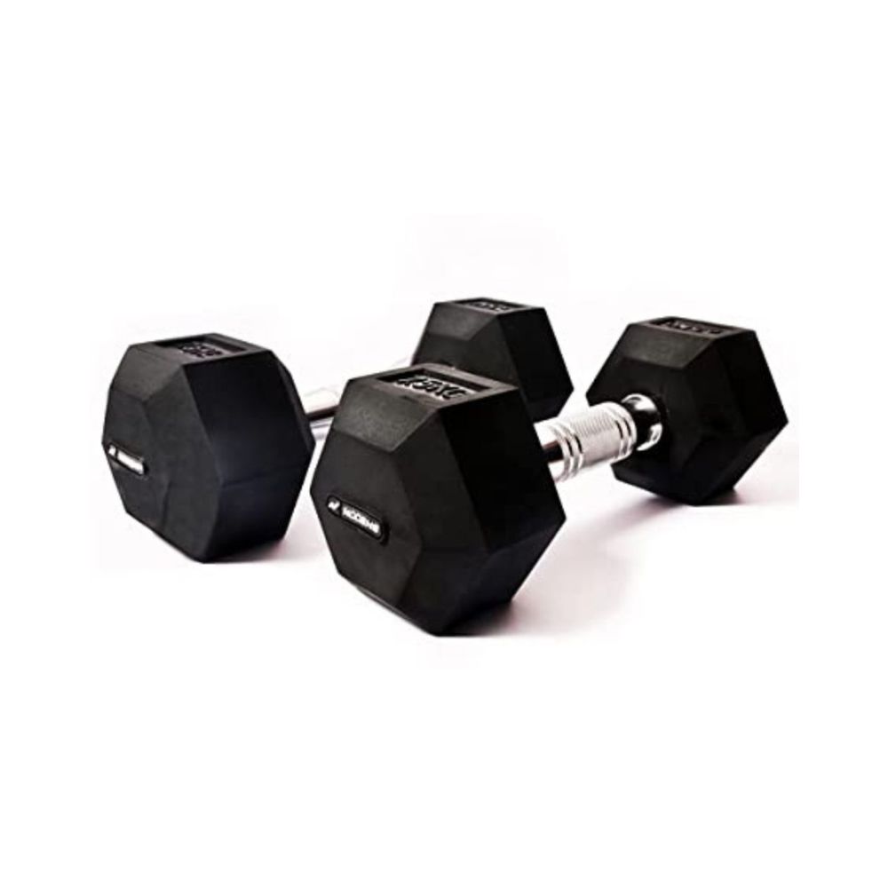 Nodens Rubber Coated Professional Exercise Hex Dumbbells (Pack of 2) (5 Kg x 2pc (Total = 10 kg), Hex Dumbell)
