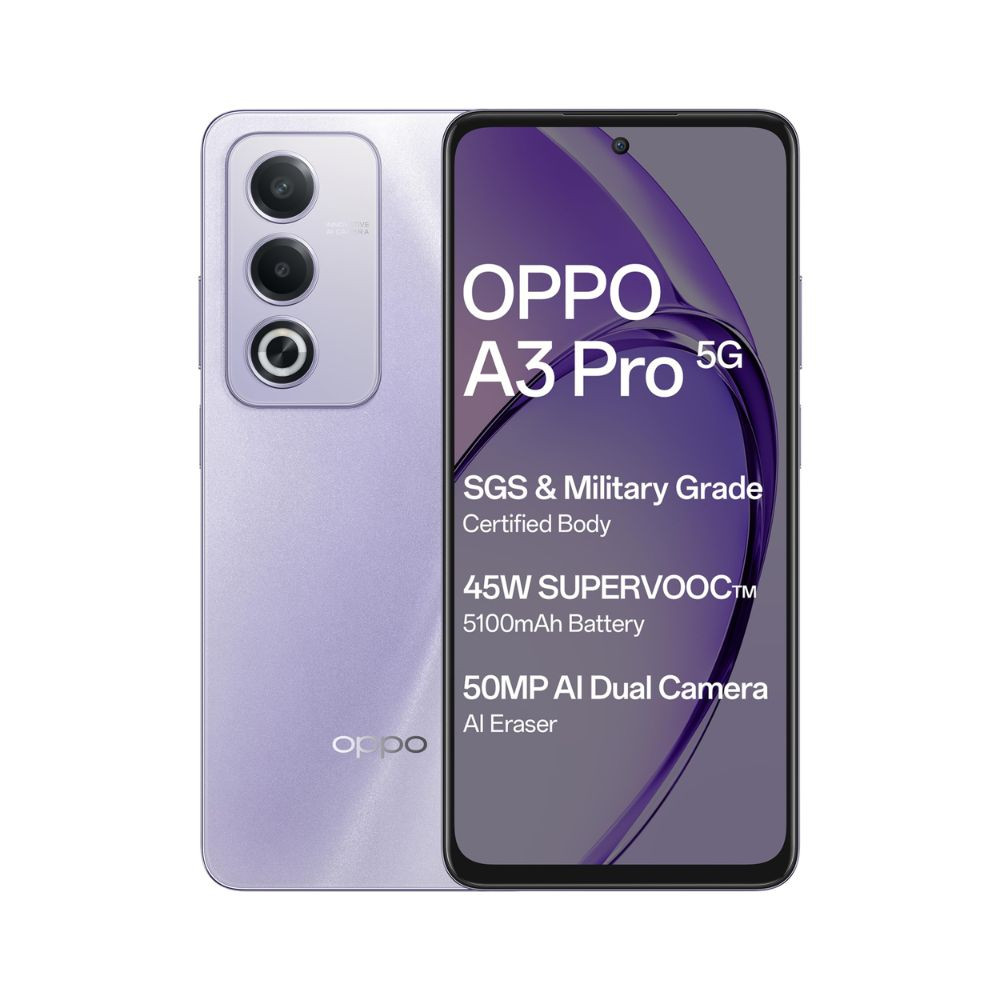 OPPO A3 Pro 5G Moonlight Purple 8GB RAM 128GB Storage667 HD 120Hz Refresh Rate Screen  45W SUPERVOOCwith No Cost EMIAdditional Exchange Offers