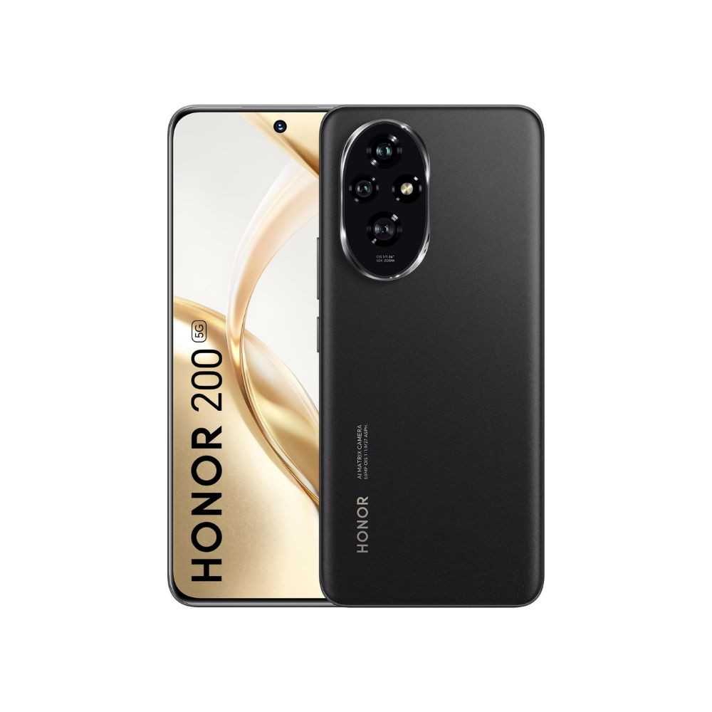HONOR 200 5G Black 8GB  256GB  Quad-Curved AMOLED Display  Dual OIS Triple Camera - 50MP  50MP  12MP Camera  50MP Selfie Camera  AI-Powered MagicOS 90  Without Charger
