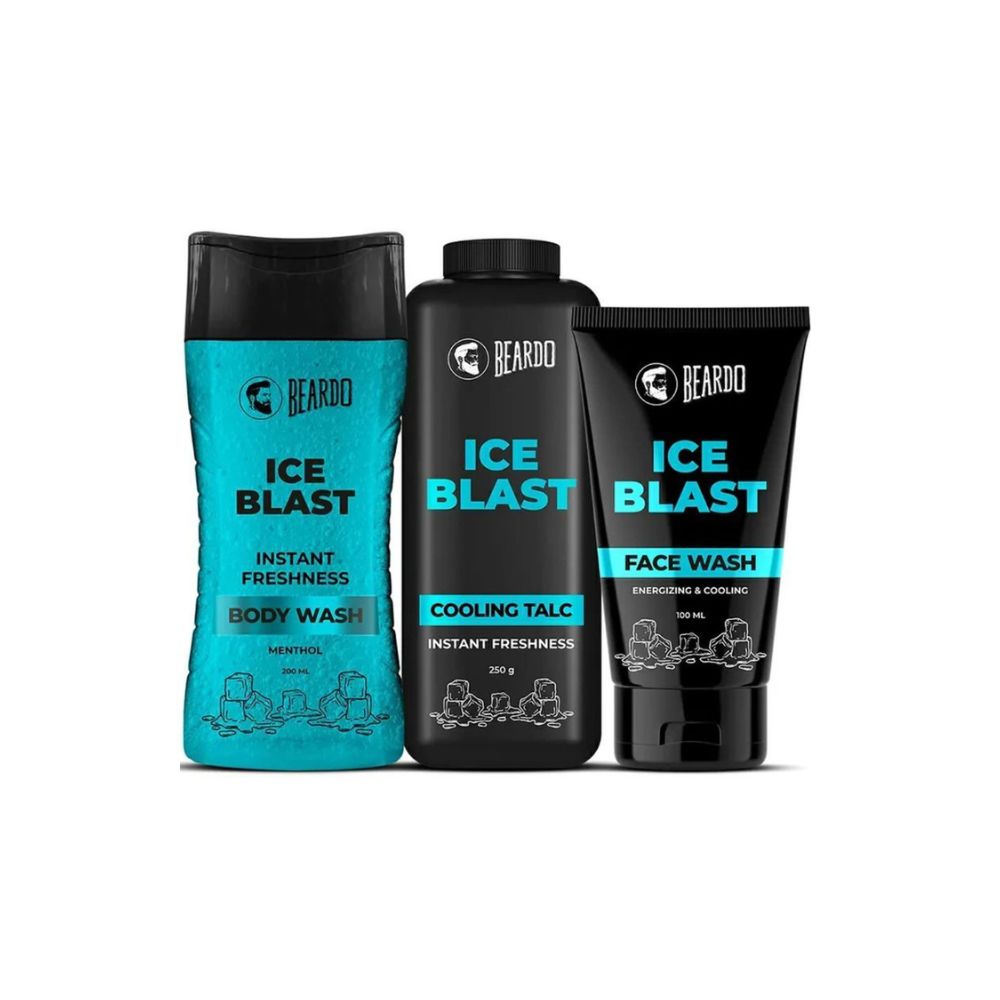 Beardo Ice Blast Trio|Ice Blast Body Wash 200ml,Ice Blast Cooling Talc 250g