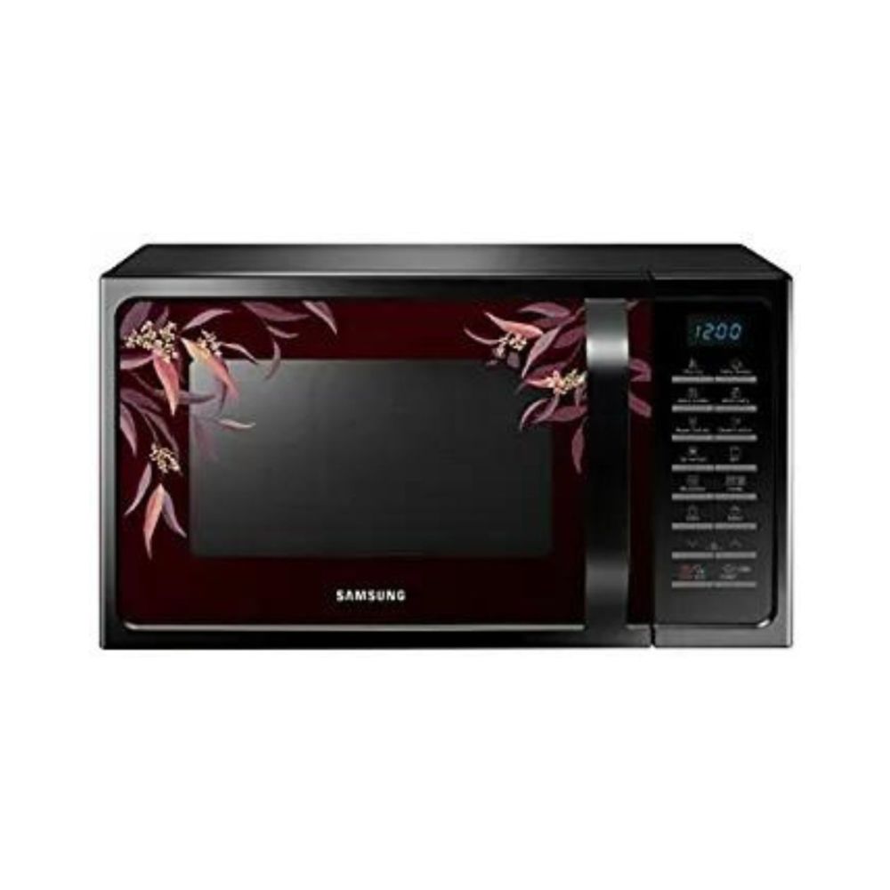 Samsung 28 L Convection Microwave Oven with SlimFry (MC28H5025VR/TL, Black Delight Red Pattern)