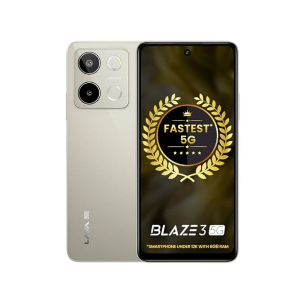 Lava Blaze 3 5G Glass Gold 6GB128GB  Segments Fastest 5G Smartphone  Dimensity 6300 Processor  90Hz Display  50MP2MP AI Camera with Vibe Light  5000 mAh  Special Discount on All Banks