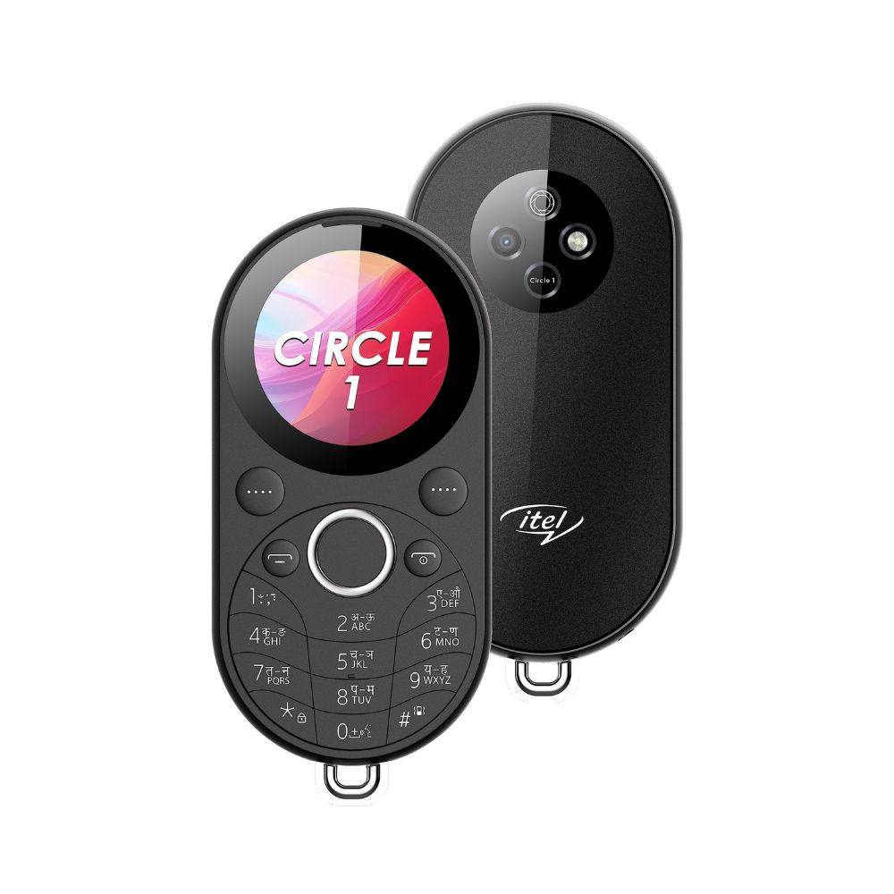 itel Circle 1  Unique Design with Round Screen Mobile Phone  500mAh Battery  132 Display BT Call  Black