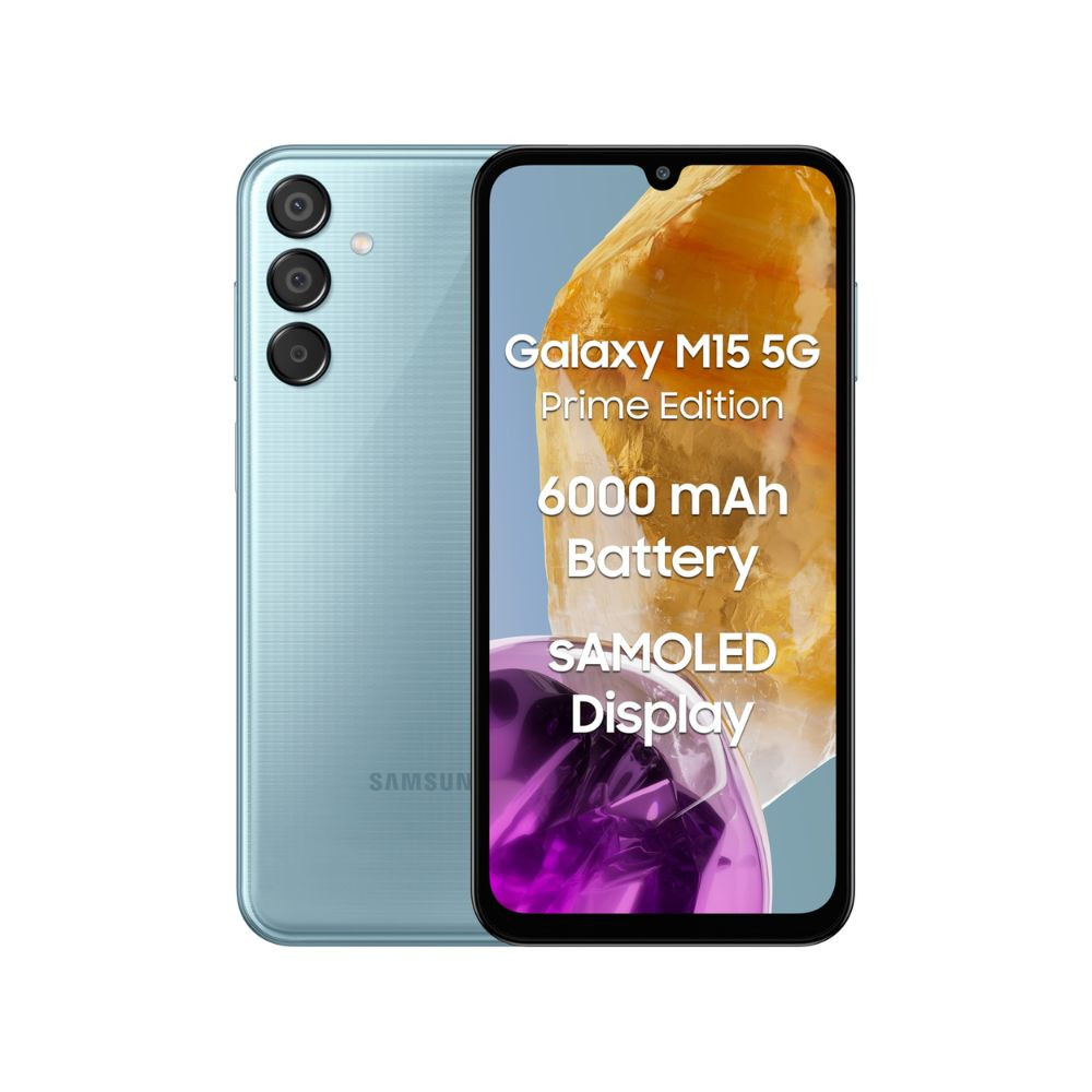 Samsung Galaxy M15 5G Prime Edition Celestial Blue6GB RAM128GB Storage Super AMOLED Display 50MP Triple Cam 6000mAh Battery MediaTek Dimensity 6100 4 Gen OS Upgrade  5 Year Security Update
