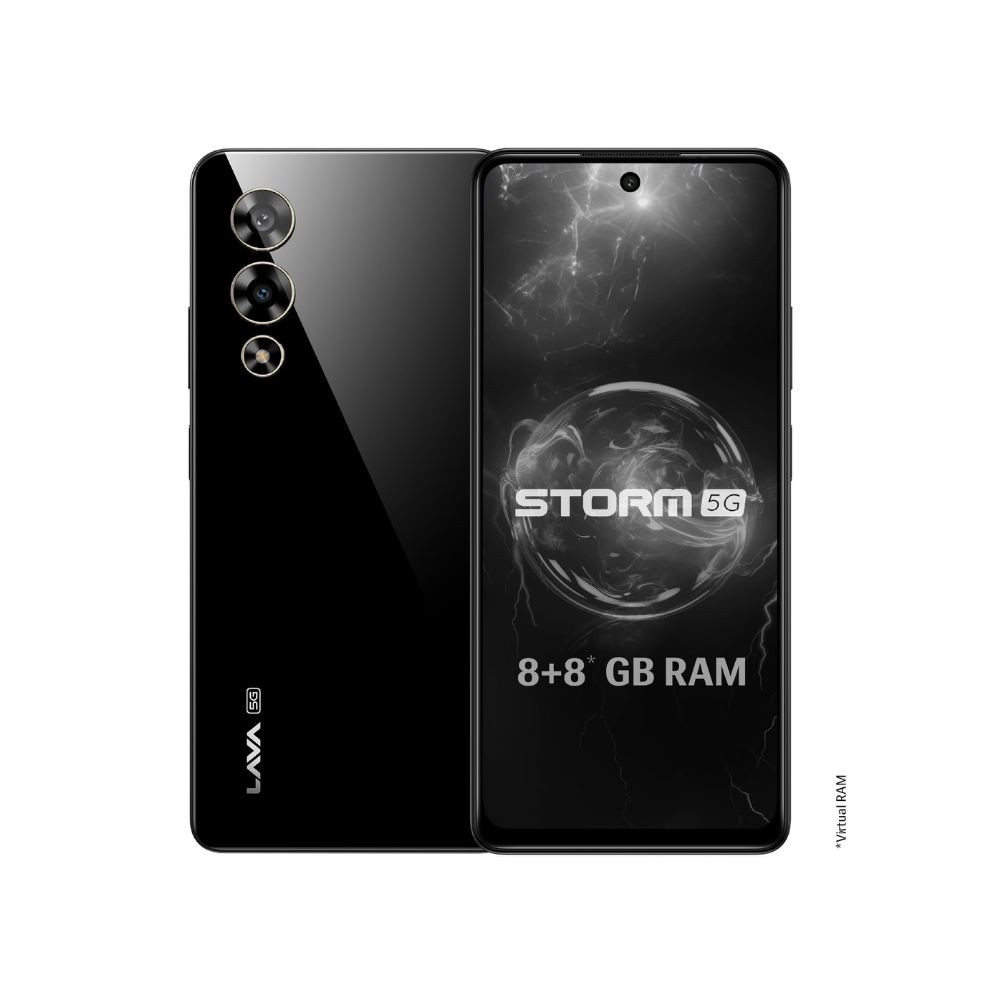 Lava Storm 5G Thunder Black 8GB RAM 128GB ROM  Powerful MediaTek Dimensity 6080 Processor  50MP Ultrawide Rear16MP Front Camera No Bloatware  Segments Most Affordable 5G Smartphone on Amazon