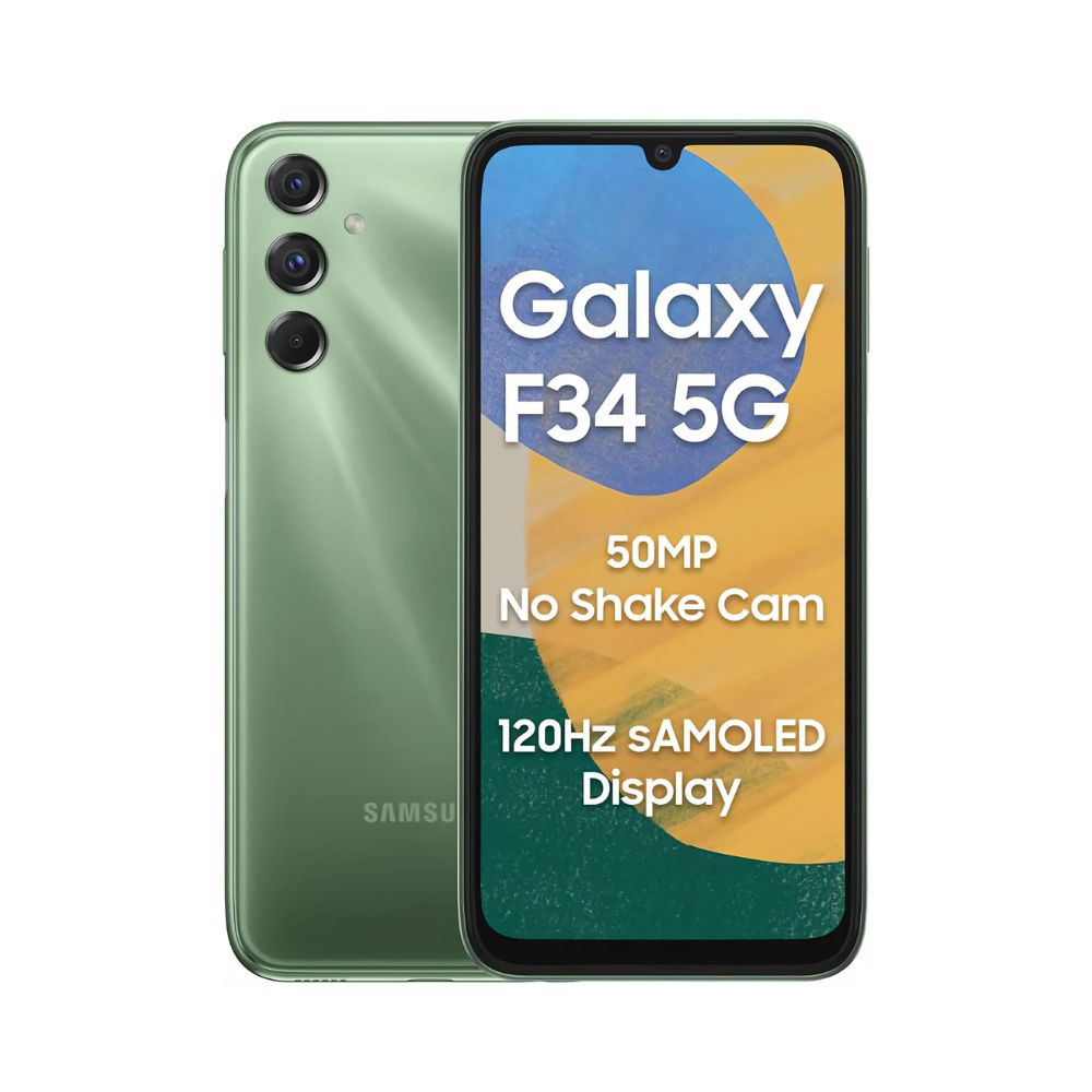 Samsung Galaxy F34 5G (Mistic Green, 8 GB RAM, 128 GB Storage) | 50 MP No Shake Camera | Auto Night Mode | 120 Hz AMOLED Display | 4K Videos | 6000 mAh Large Battery | Dolby Atmos | Gorilla Glass 5 Samsung Mobile