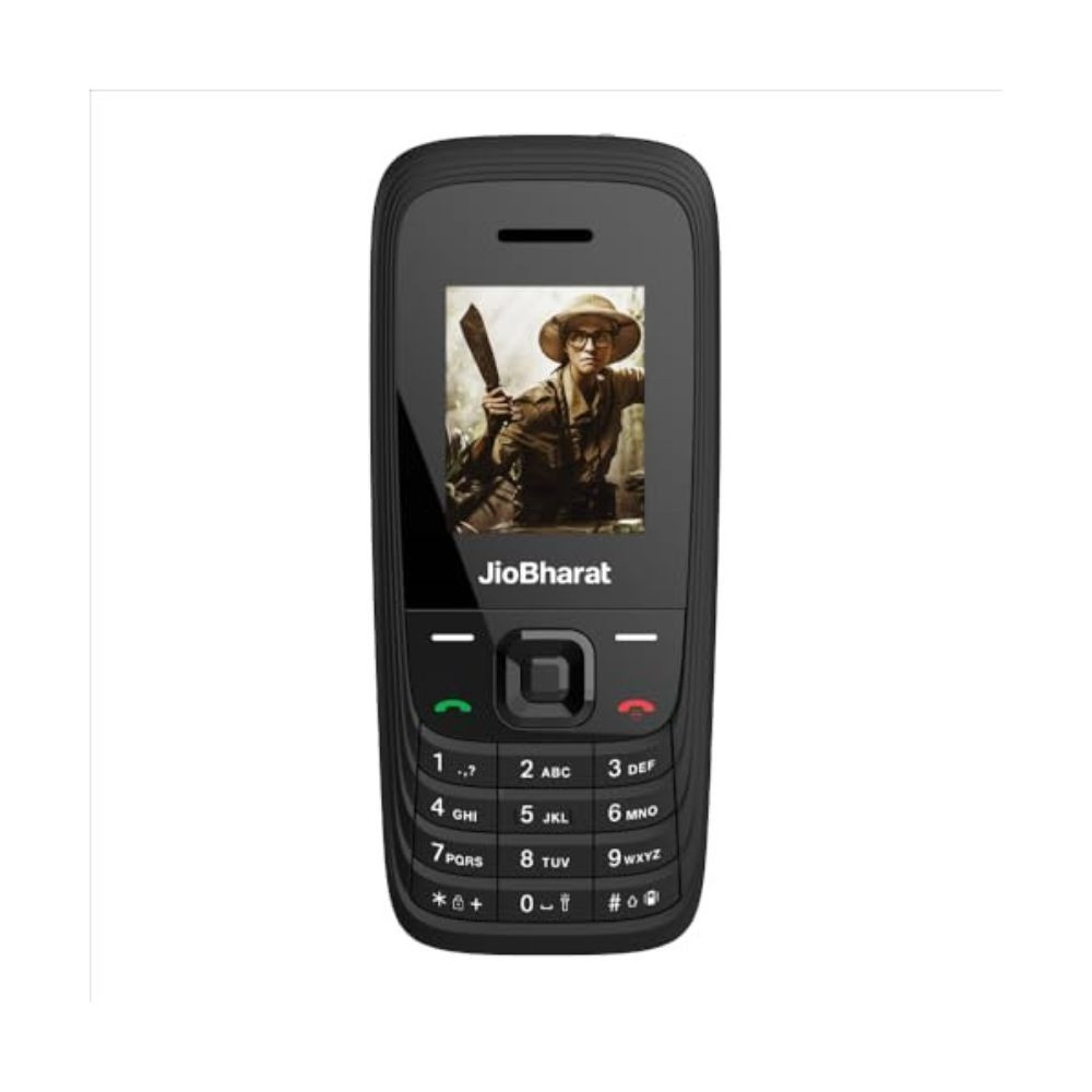 JioBharat V4 4G Phone with JioTV JioHotstar UPI JioSoundPayJioSaavn Long Lasting Battery LED Torch Digital Camera  Black  Locked for JioNetwork