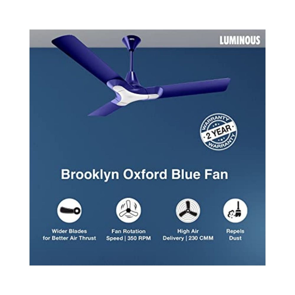 Luminous New York Brooklyn 1200mm/75 Watt ceiling fan (Oxford Blue)
