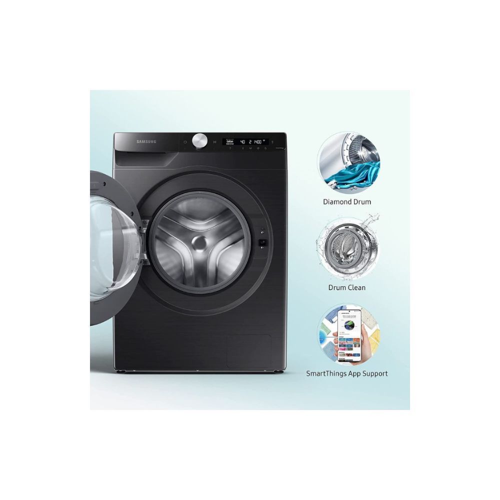Samsung 9 Kg 5 Star Fully-Automatic Front Loading Washing Machine (WW90T504DAB1TL, Black)