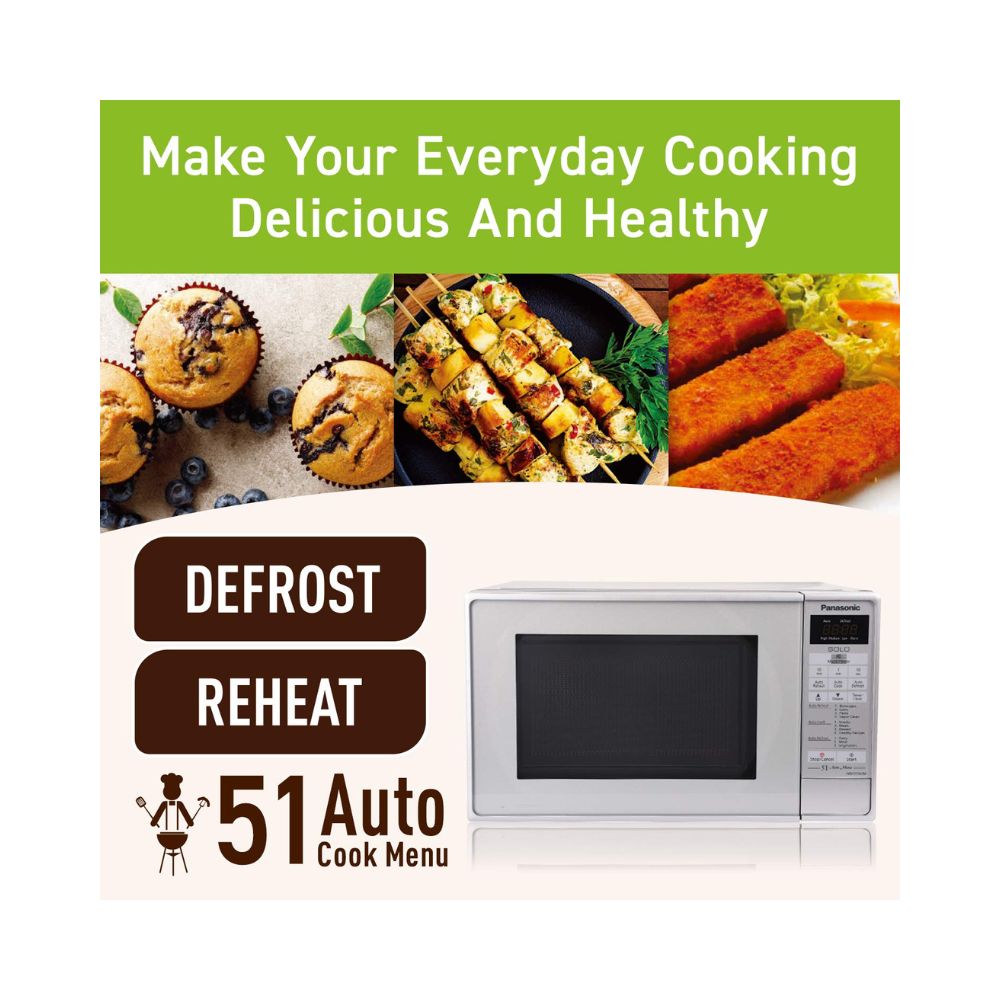 Panasonic 20L Solo Microwave Oven NN-ST26JMFDG Silver 51 Auto Menus