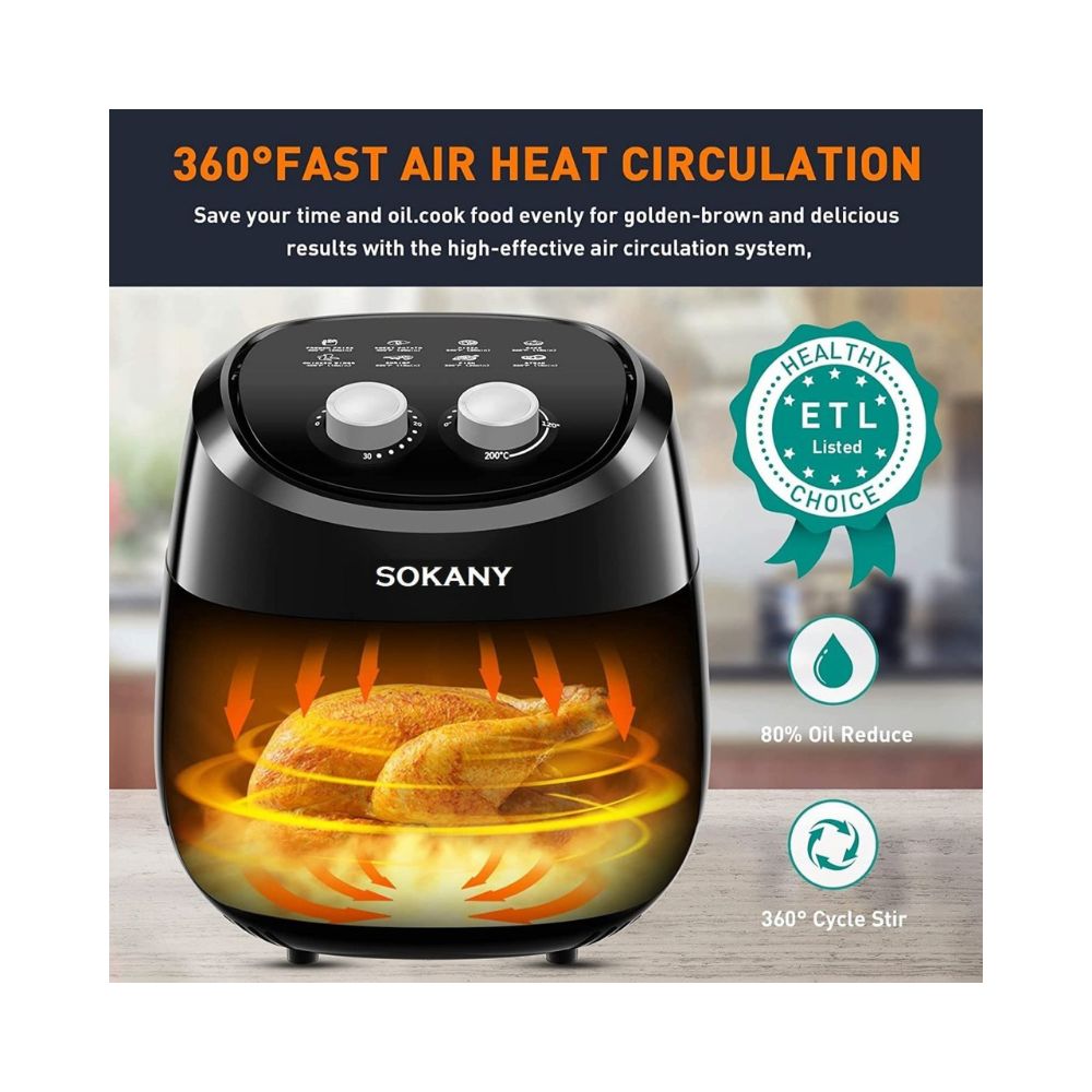 HUEX 4 Liter Air Fryer Oven with Touch Control Panel for Healthy Cooking Baking and Grilling Air Fryer 1300W-1500W