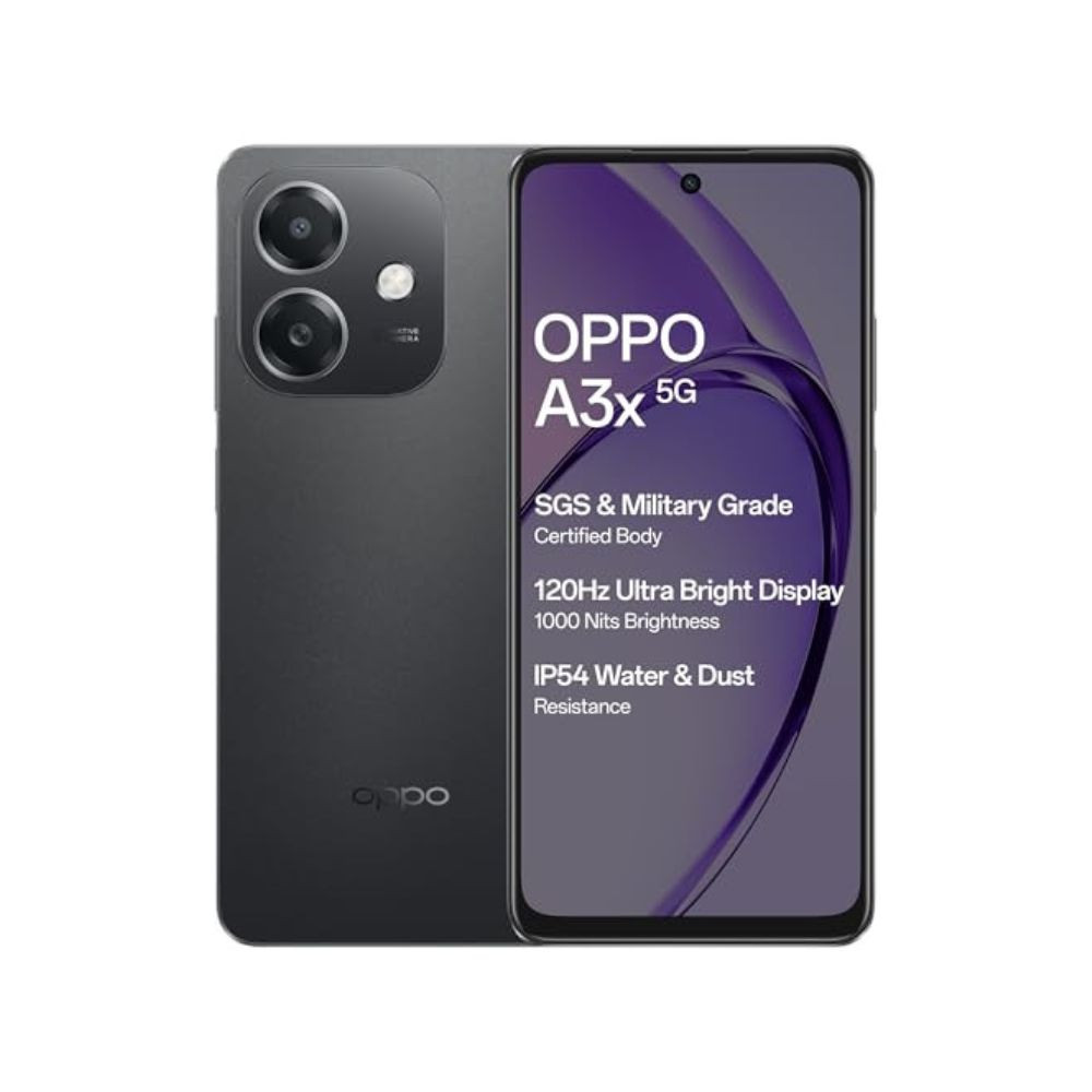 OPPO A3X 5G Sparkle Black 4GB RAM 128GB Storage667 HD 120Hz Refresh Rate Screen  45W SUPERVOOCwith No Cost EMIAdditional Exchange Offers