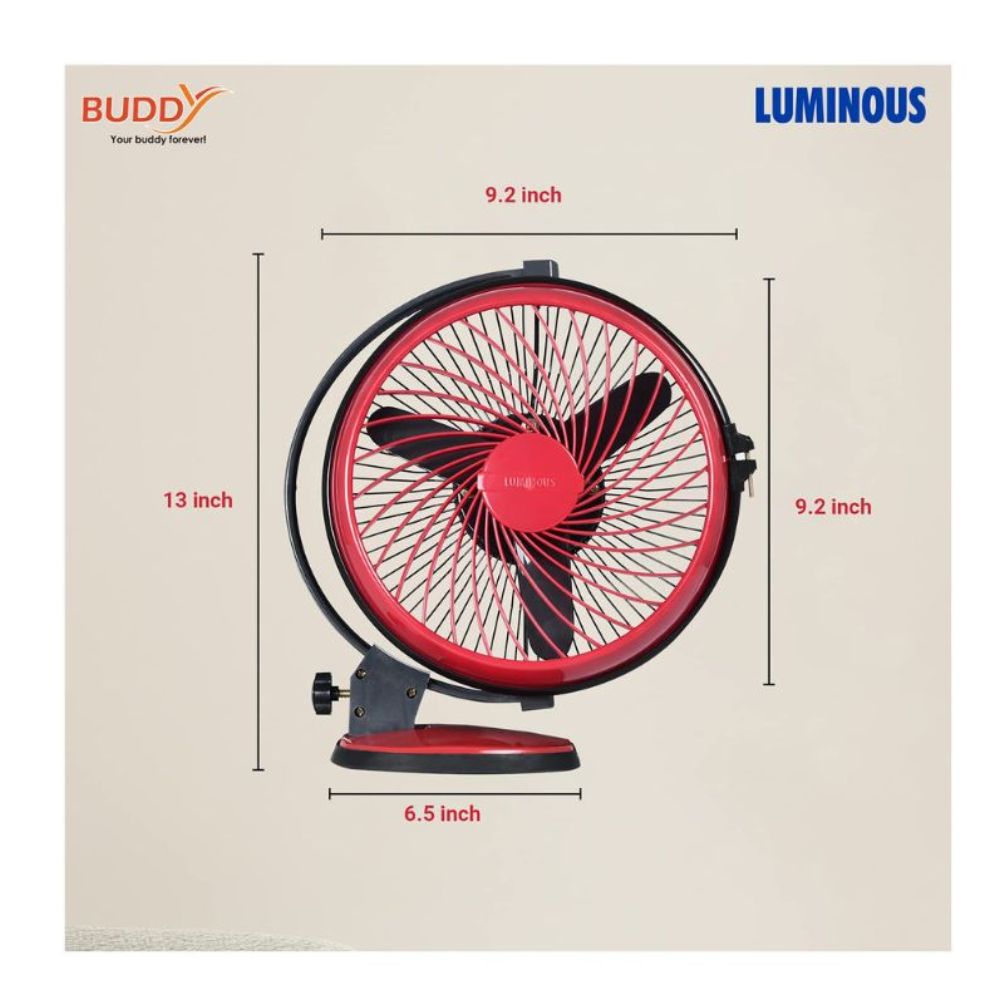 Luminous Multipurpose Buddy 230mm Cabin Fan (Cherry Red)