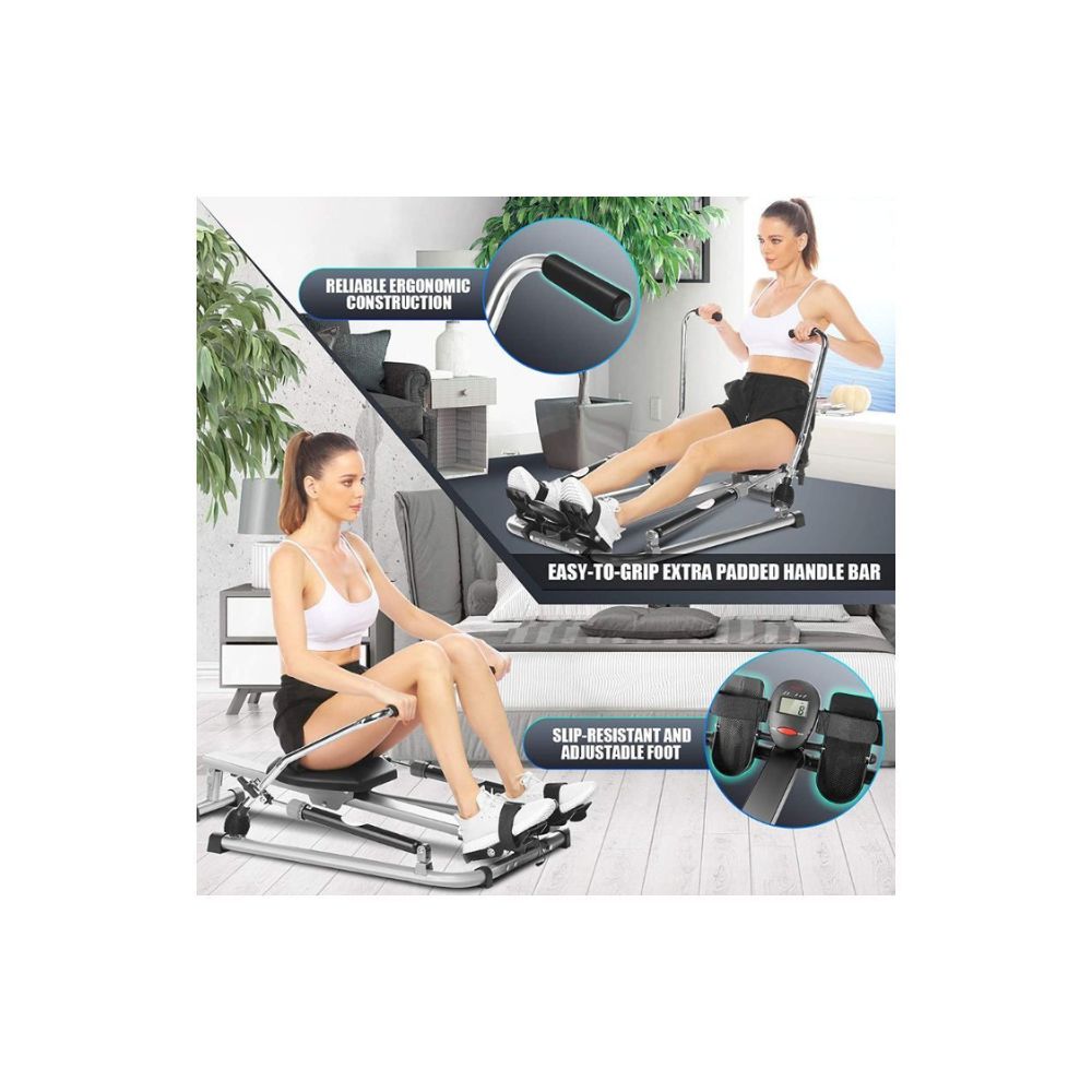 ANCHEER Rowing Machine, Full Motion Adjustable Rower with 12 Level Resistance