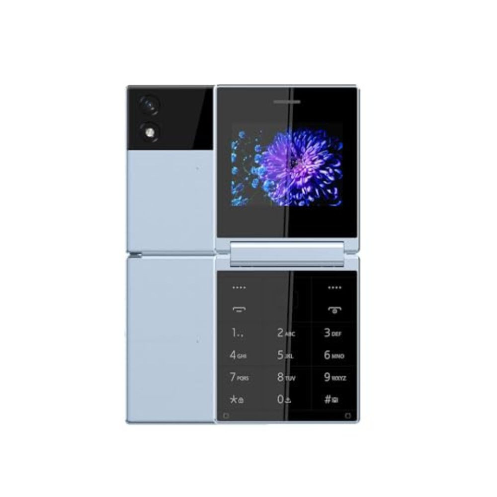 Itel Flip One  Leather Premium Design  Big 24 Display  Dual SIM  Type-C USB Port  BT Caller  KingVoice  Light Blue