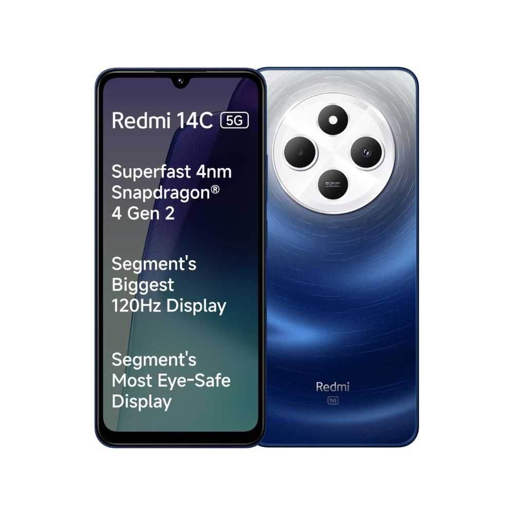 Redmi 14C 5G Starlight Blue 6GB RAM 128GB Storage  Superfast 4nm Snapdragon 4 Gen 2  120Hz 1747cm 688 Display  5160mAh Battery  50MP Dual Camera  Premium Starlight Design