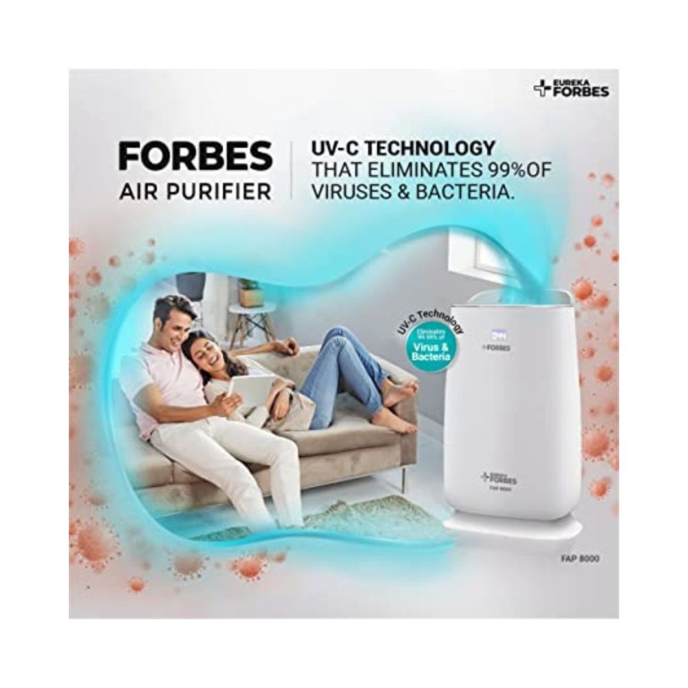 Eureka Forbes Air Purifier FAP 8000|PM 2.5 Display|5 Stages of Purification (White)