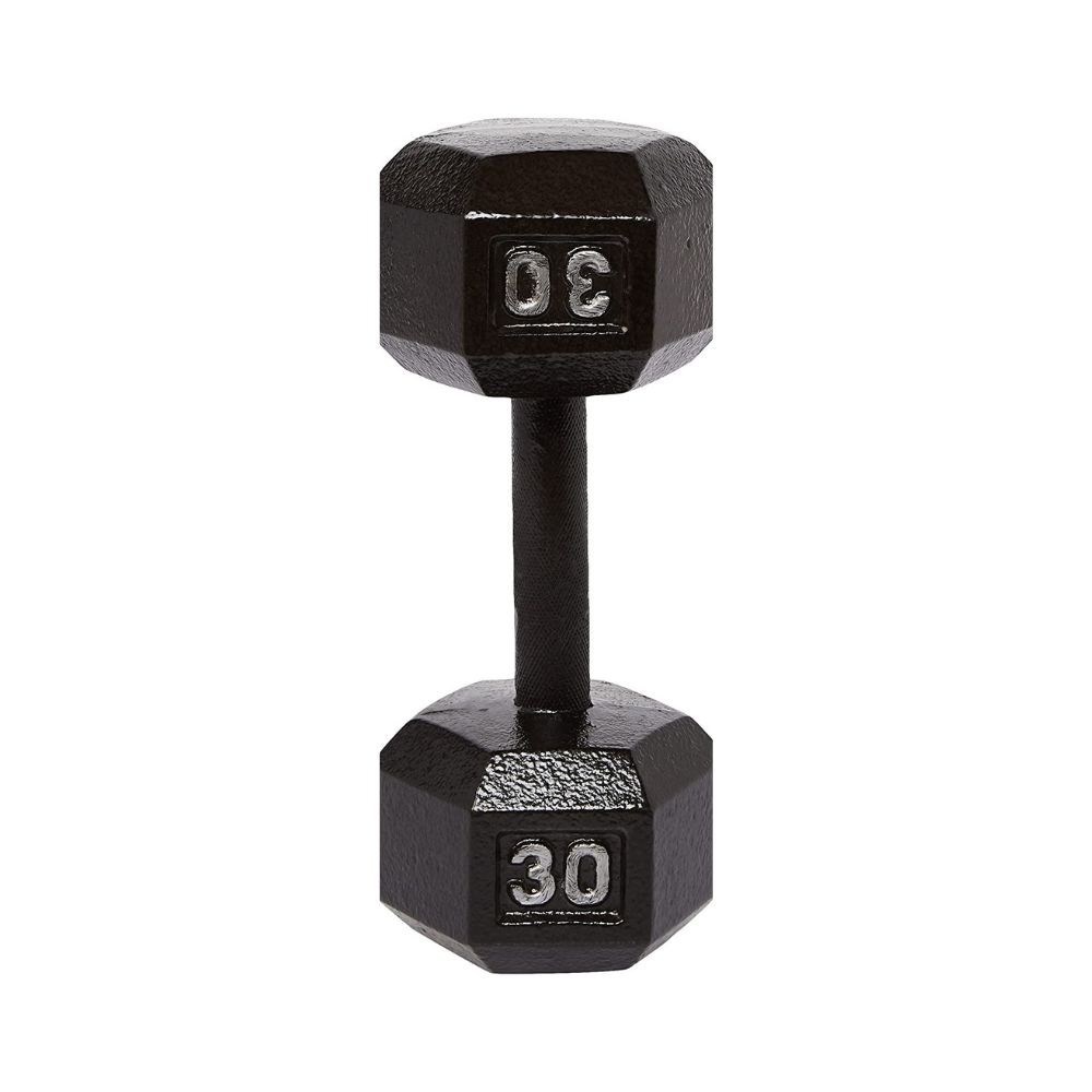 AmazonBasics Cast Iron Hex Fixed Dumbbell Weight - 13.4 x 5.8 x 5 Inches, 18 kg, Black