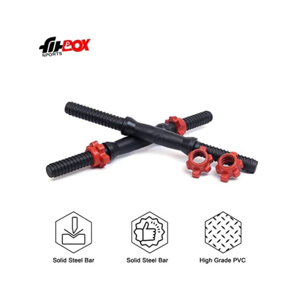 FitBox Sports Intruder 20 Kg Adjustable PVC Dumbbells Weights With Dumbbells Rods For Home Gym & Strength Training, 10 Kg X 2 (Black)