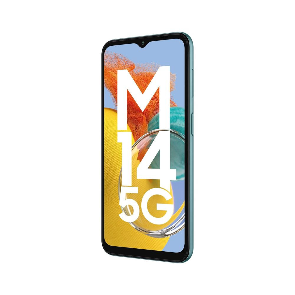 Samsung Galaxy M14 5G (Smoky Teal,6GB,128GB)|50MP Triple Cam|Segment's Only 6000 mAh 5G SP|5nm Processor|2 Gen. OS Upgrade & 4 Year Security Update|12GB RAM with RAM Plus|Android 13|Without Charger Samsung Mobile