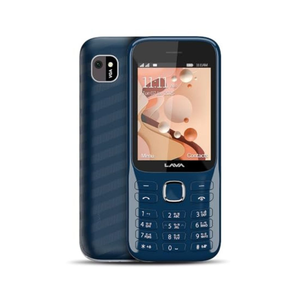 Lava Gem 2025 Dual Sim Keypad Phone 28 Display Camera  Flash  2575mAh Smart AI Powerful Battery  Wireless FM  Recording  Stereo Speakers  Call Recording Blue Chrome