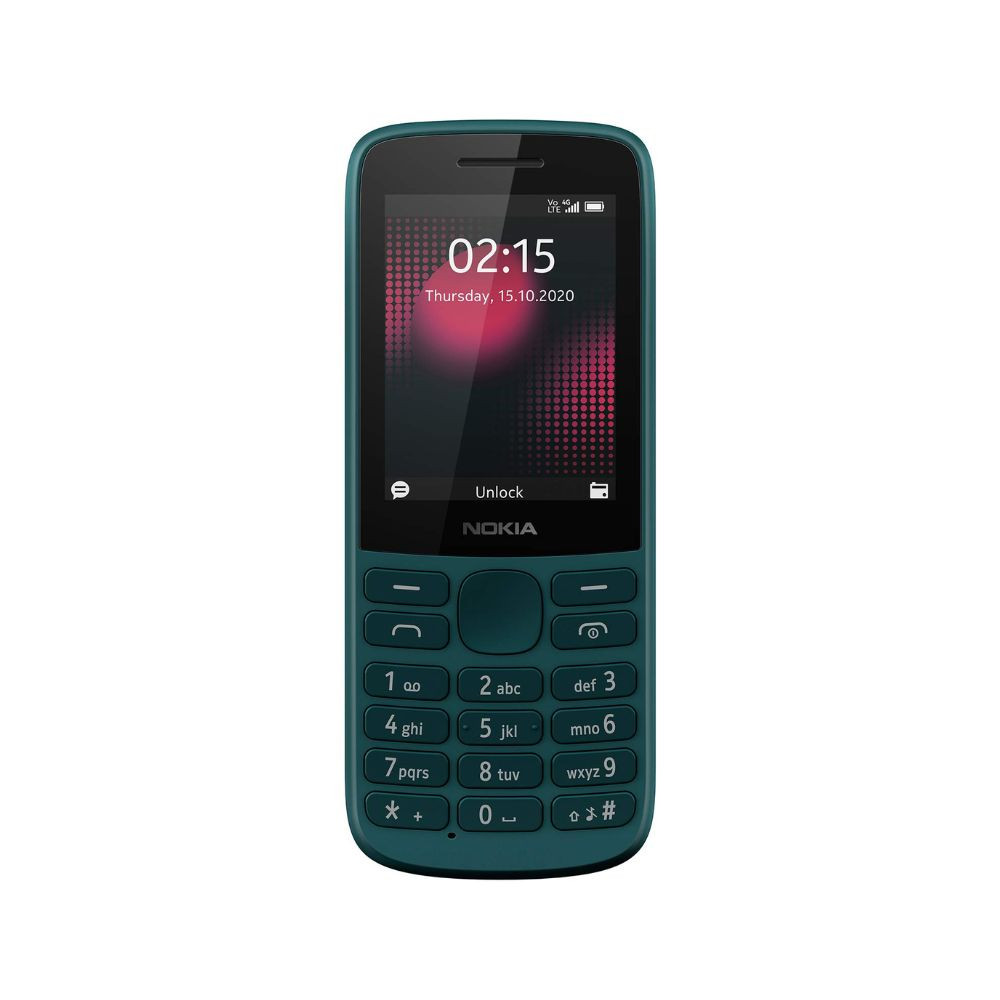 Nokia 215 4G Dual SIM 4G Phone with Long Battery Life Multiplayer Games Wireless FM Radio and Durable Ergonomic Design  Cyan Green