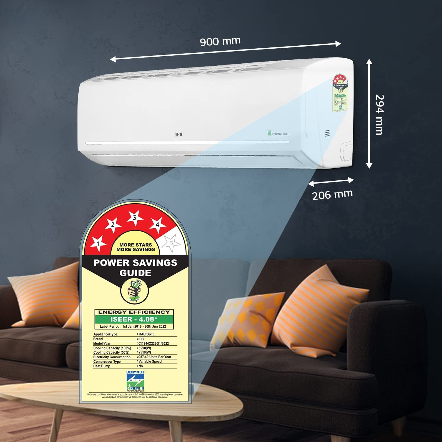 IFB 15 Ton 4 Star Gold Series Inverter Split AC Copper Convertible Flexi 8-in-1 Cooling