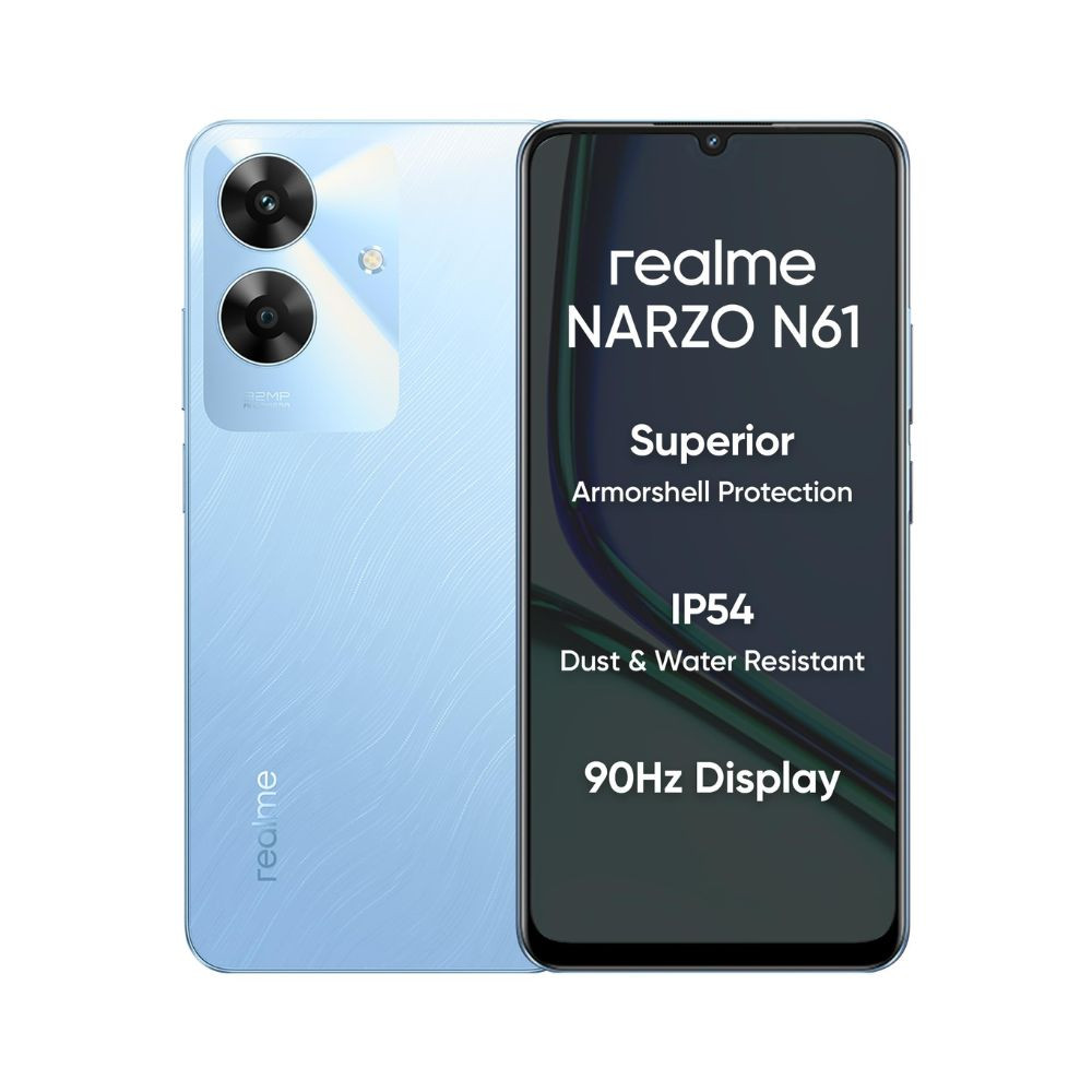 realme NARZO N61 Voyage Blue4GB RAM64GB Storage 90Hz Eye Comfort Display  IP54 Dust  Water Resistance  48-Month Fluency  Charger in The Box