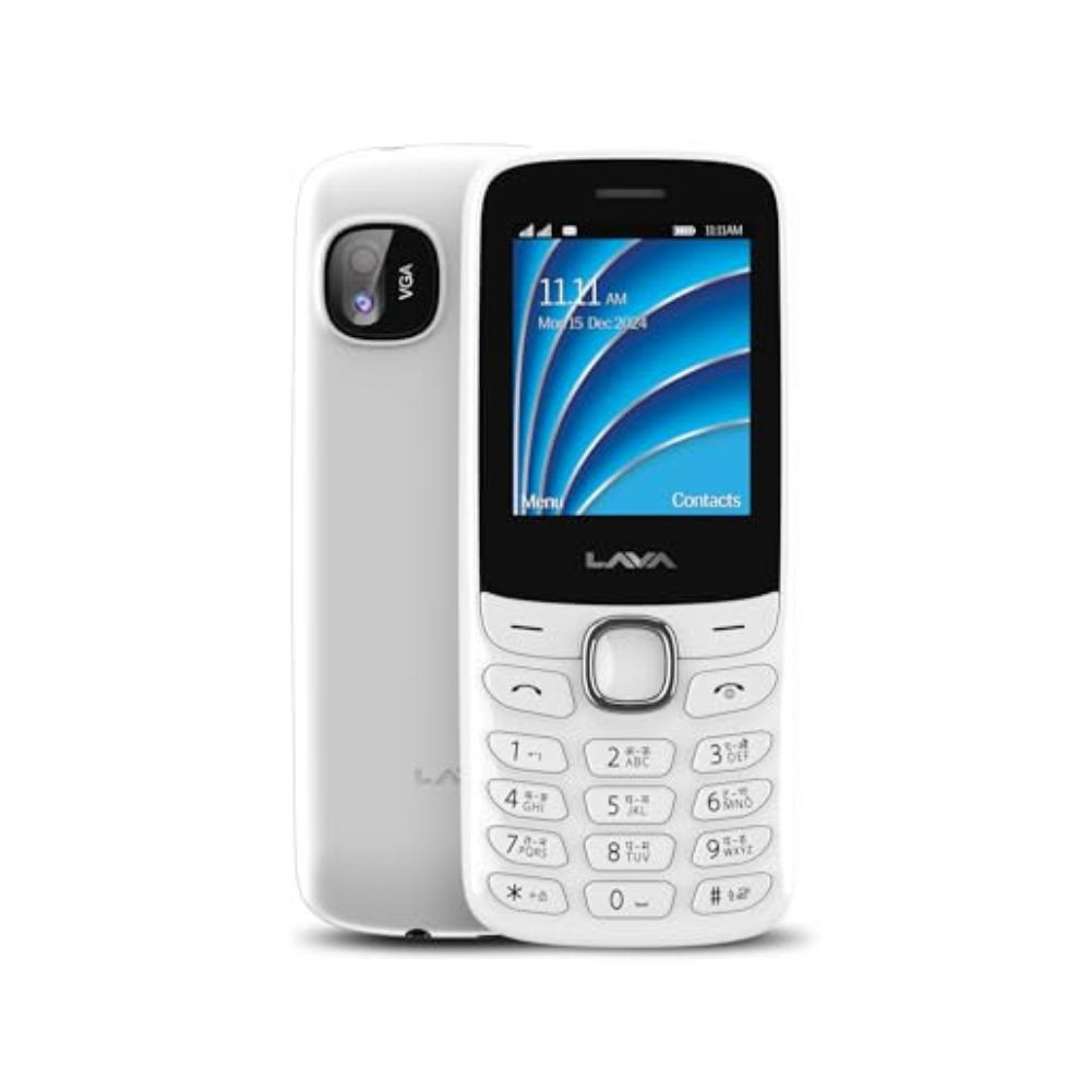 Lava A1 Vibe 2025 Dual SIM Keypad Phone with 2 Big Display  Long-Lasting AI Battery  Vibration Alert  FM Radio  MP3 Player  Military-Grade Durability  White