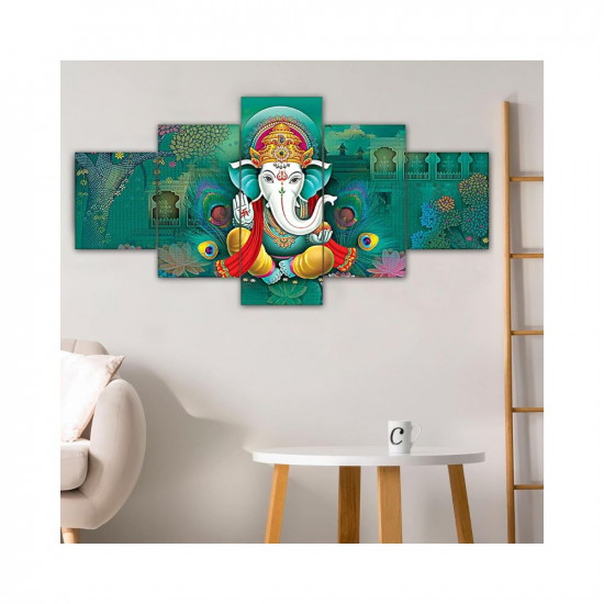Aadeesh Mart Set of Five Framed Painting for Wall Decoration, 3D Paintings for Home Decoration, Paintings for Living Room, Bedroom Big Size (125 X 60 CM) GANESHA3