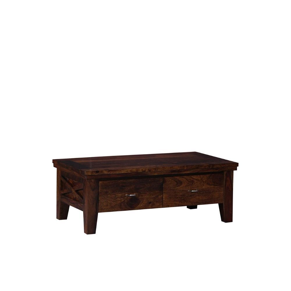 Aaram By Zebrs  Coffee Table for Living Room | Outdoor Center Table for Garden with 2 Drawers Storage | Sheesham Wood