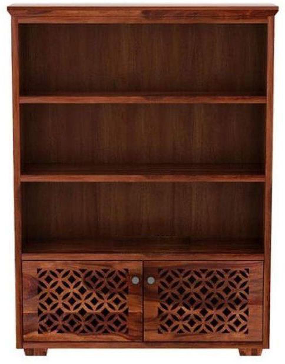 Aaram By Zebrs Display Unit Book Shelves for Living Room Cabinet Storage Solid Wood Close Book Shelf (Finish Color - Teak, Pre-assembled)