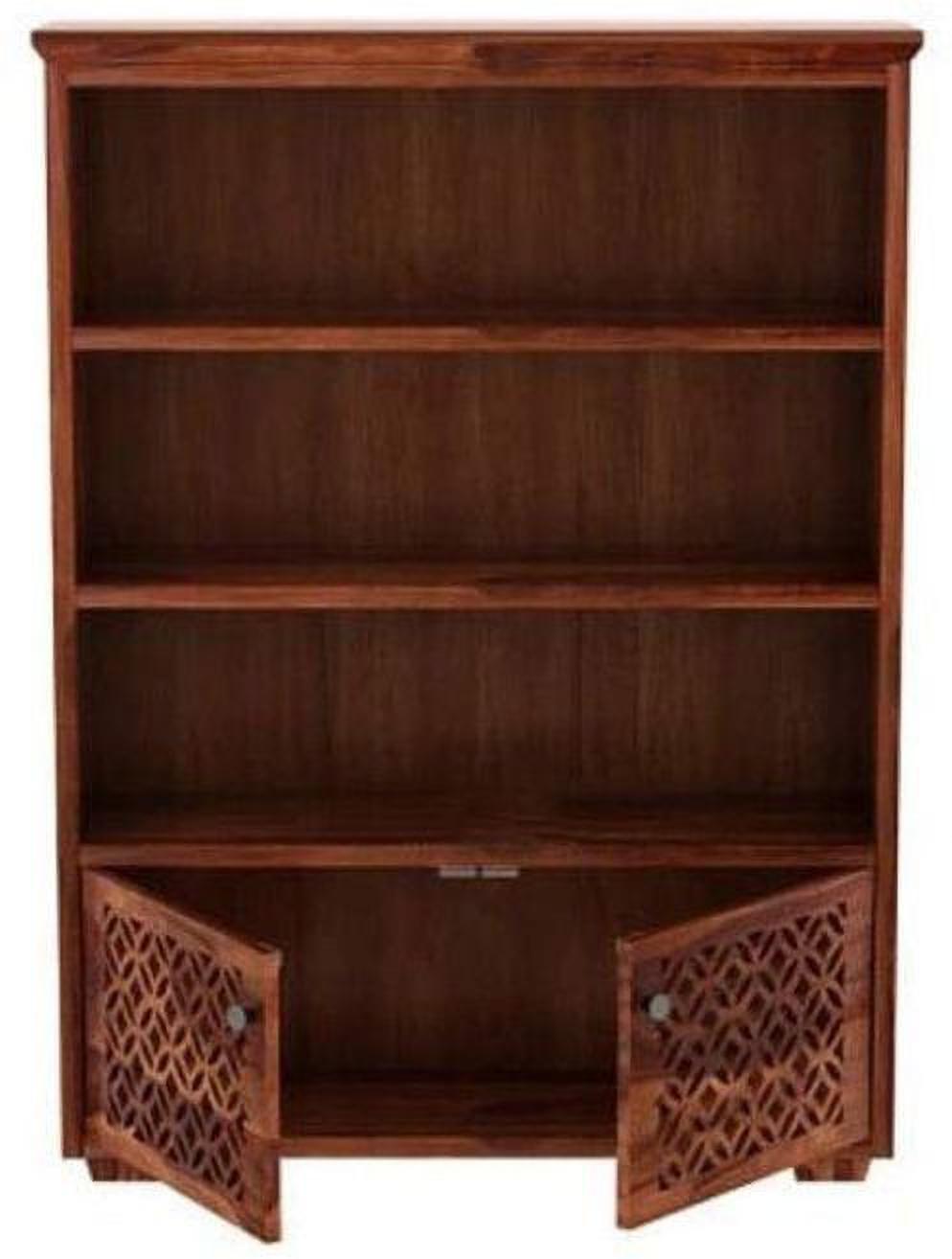 Aaram By Zebrs Display Unit Book Shelves for Living Room Cabinet Storage Solid Wood Close Book Shelf (Finish Color - Teak, Pre-assembled)