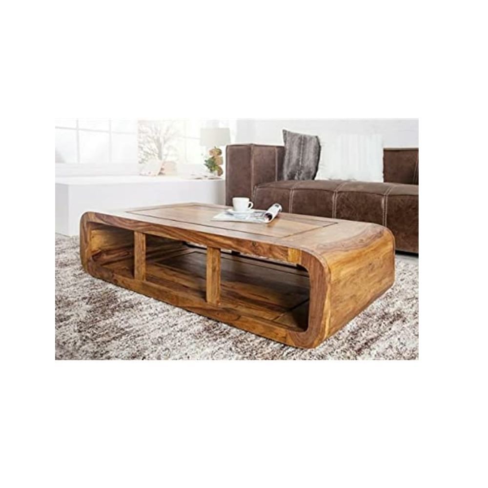 Aaram By Zebrs Modern Furniture Sheesham Wooden Center Coffee Table with Shelf Storage for Home Living Room | Wooden Coffee Table | Tea Table |Natural Teak