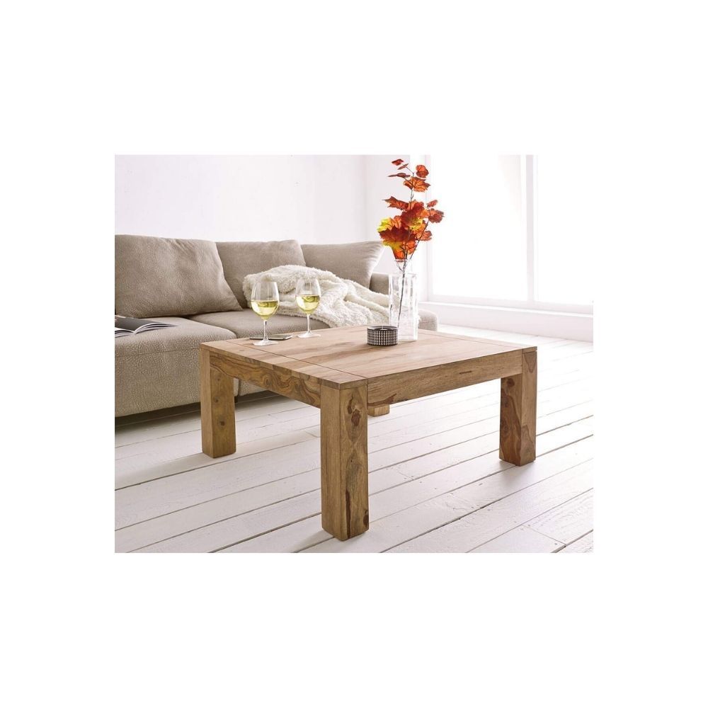 Aaram By Zebrs Modern Furniture Solid Sheesham Wood Center Table/Coffee Table/Tea Table for Home Living Room (Natural Finish)