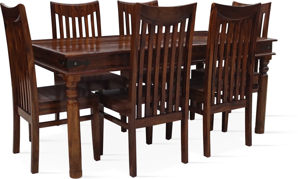 Aaram By Zebrs Sheesham Solid Wood 6 Seater Dining Set (Finish Color -Honey finish, Pre-assembled)