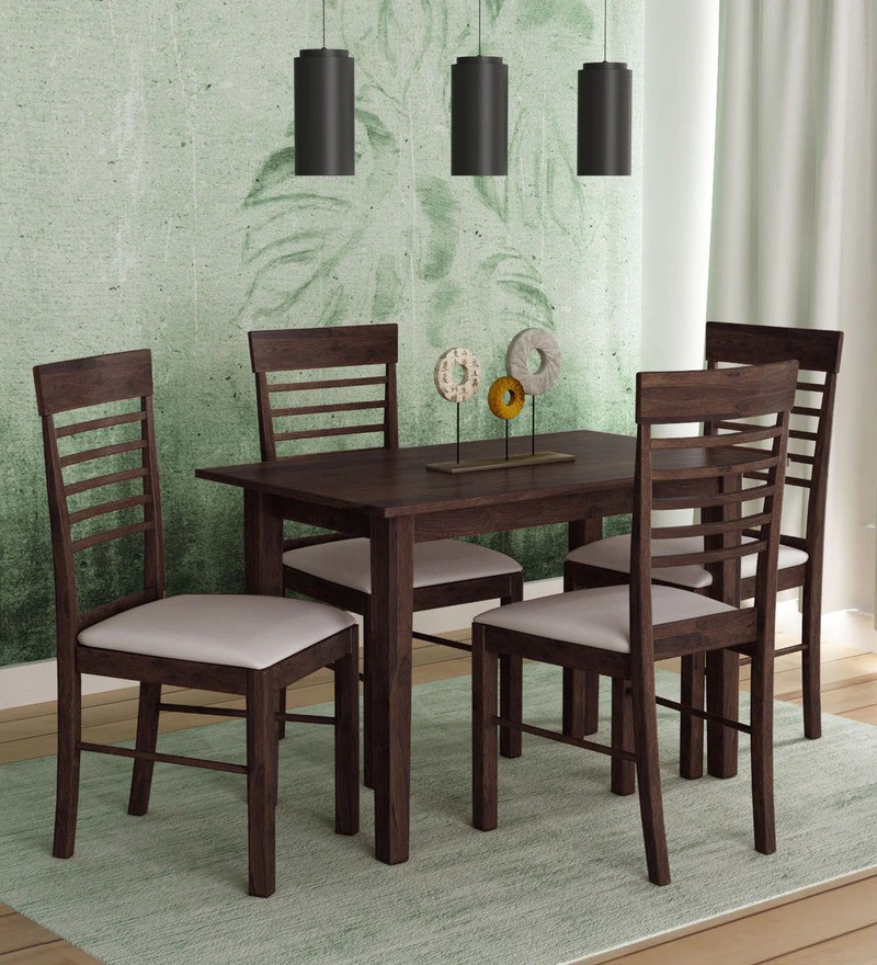 Aaram By Zebrs Solid Wood 4 Seater Dining Set (Finish Color -Teak Finish, DIY(Do-It-Yourself))