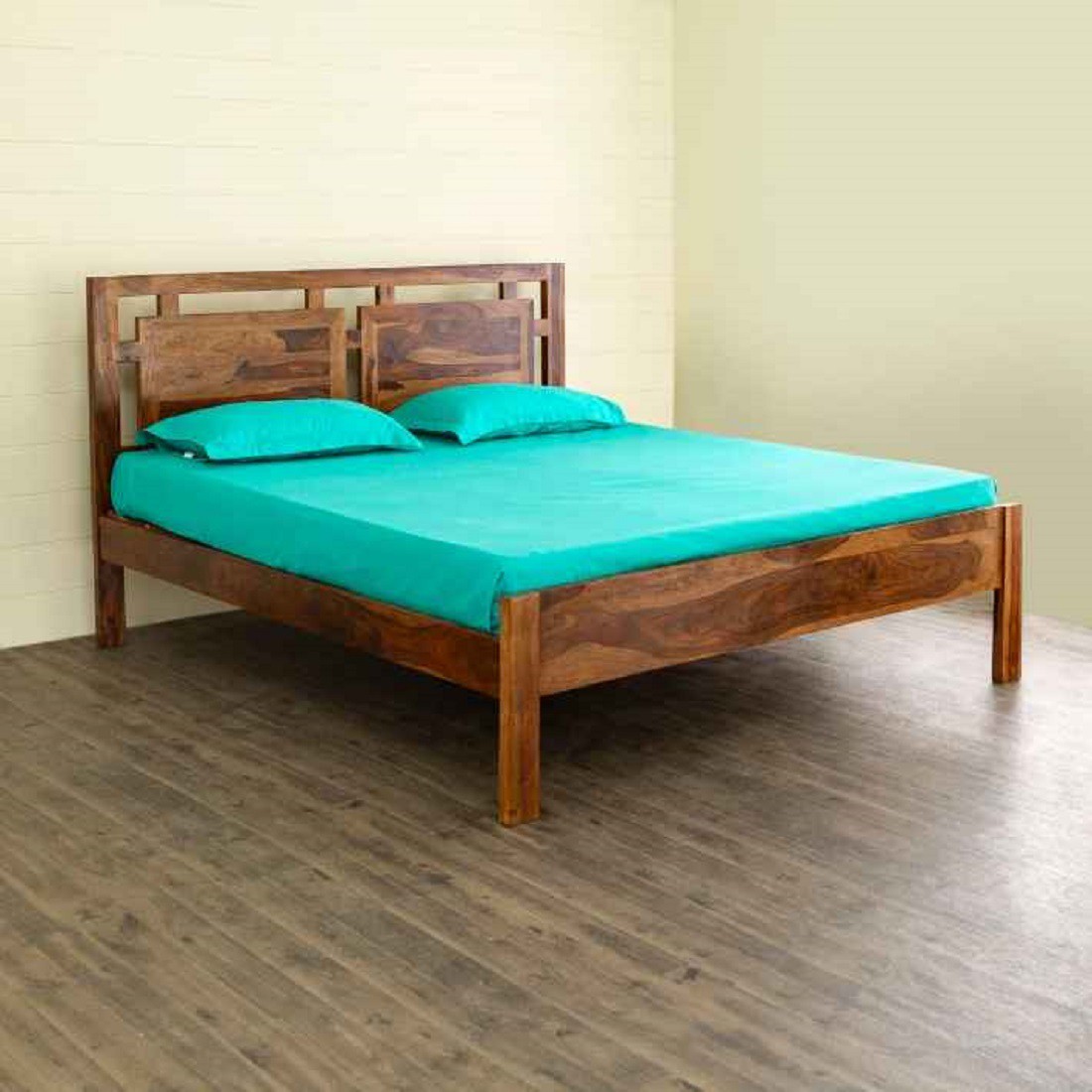 Aaram By Zebrs Solid Wood King Bed (Finish Color - HONEY FINISH, Delivery Condition - DIY(Do-It-Yourself))