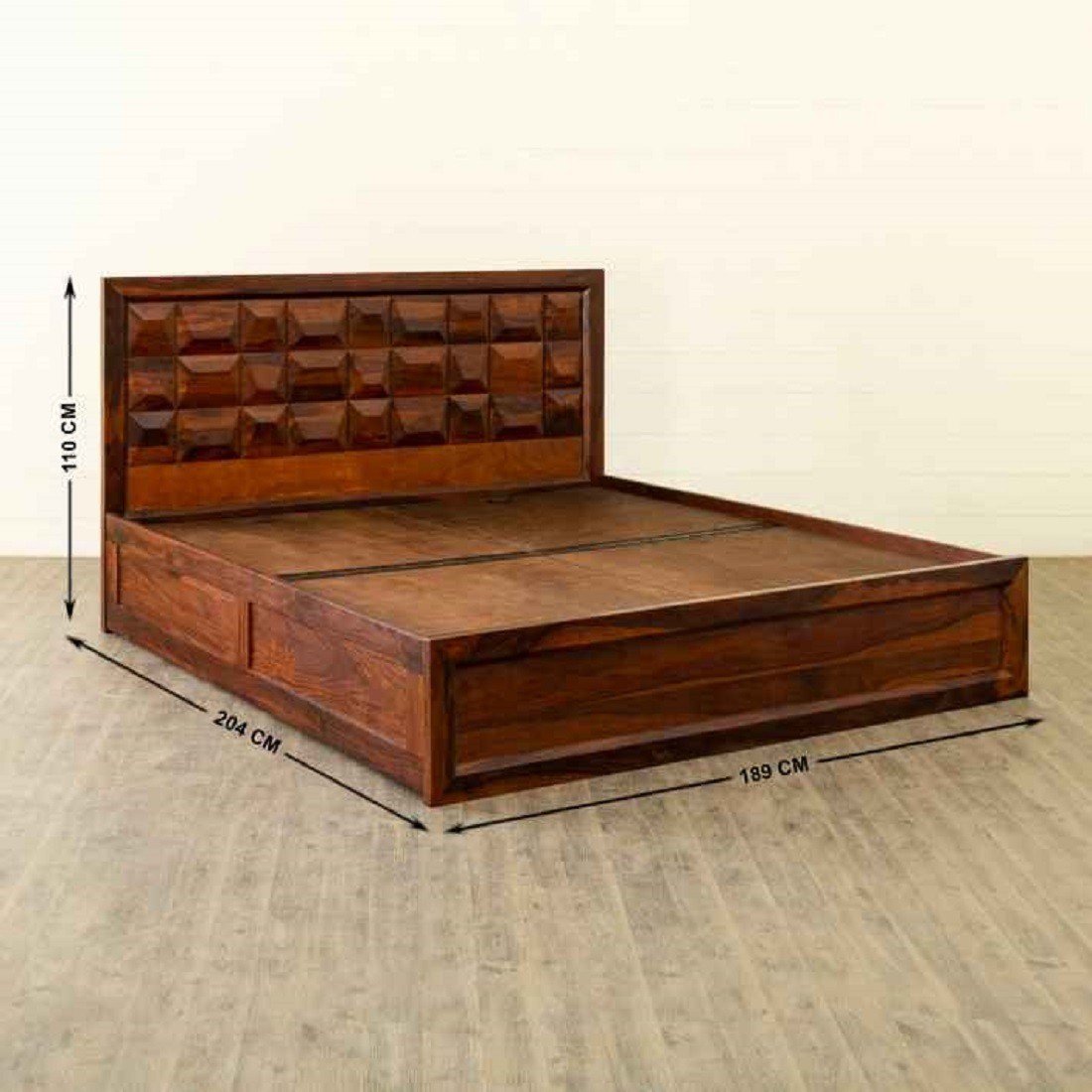 Aaram By Zebrs Solid Wood King Box Bed (Finish Color - HONEY FINISH, Delivery Condition - DIY(Do-It-Yourself))