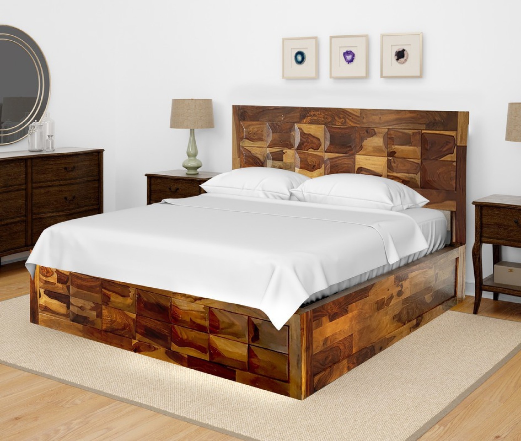 Aaram By Zebrs Solid Wood King Box Bed (Finish Color - Natural, Delivery Condition - DIY(Do-It-Yourself))