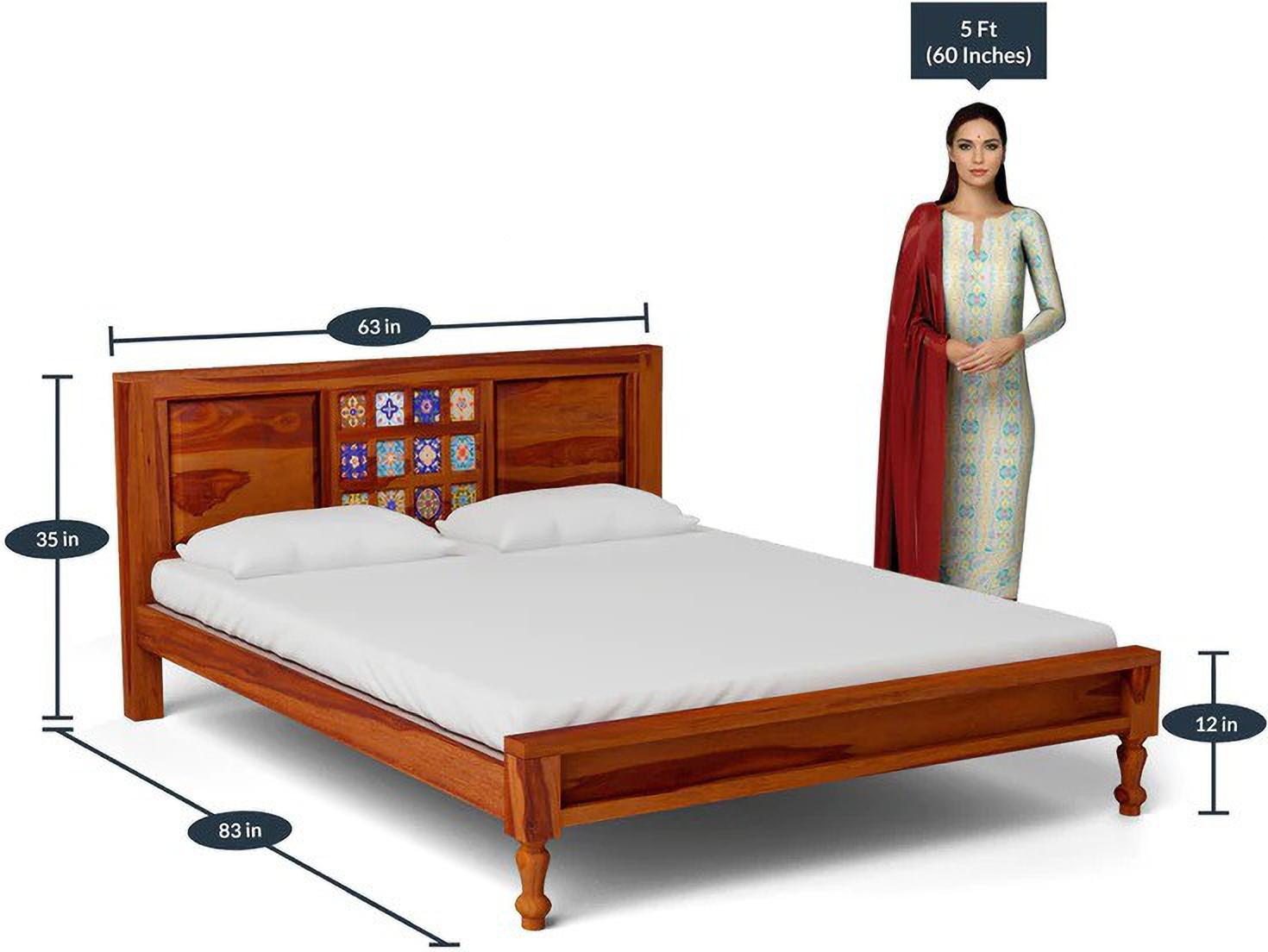 Aaram By Zebrs Solid Wood Queen Bed (Finish Color - Honey Oak, Delivery Condition - DIY(Do-It-Yourself))