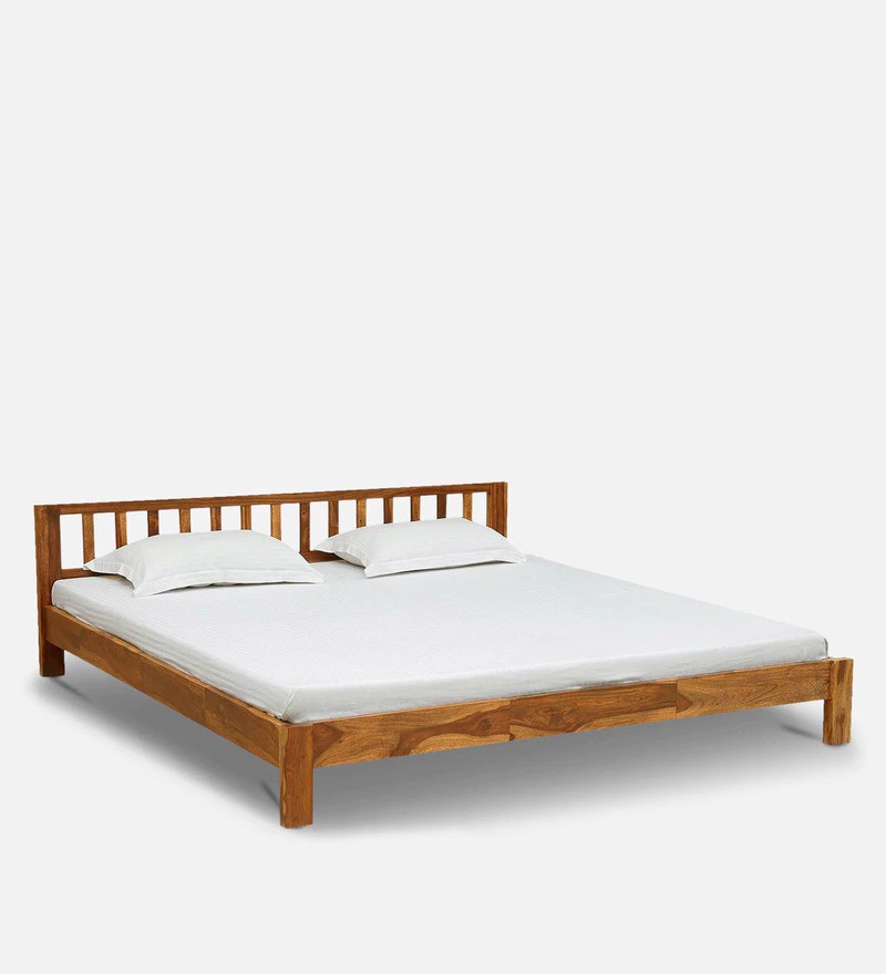 Aaram By Zebrs Solid Wood Queen Bed (Finish Color - Provincial Teak, Delivery Condition - DIY(Do-It-Yourself))