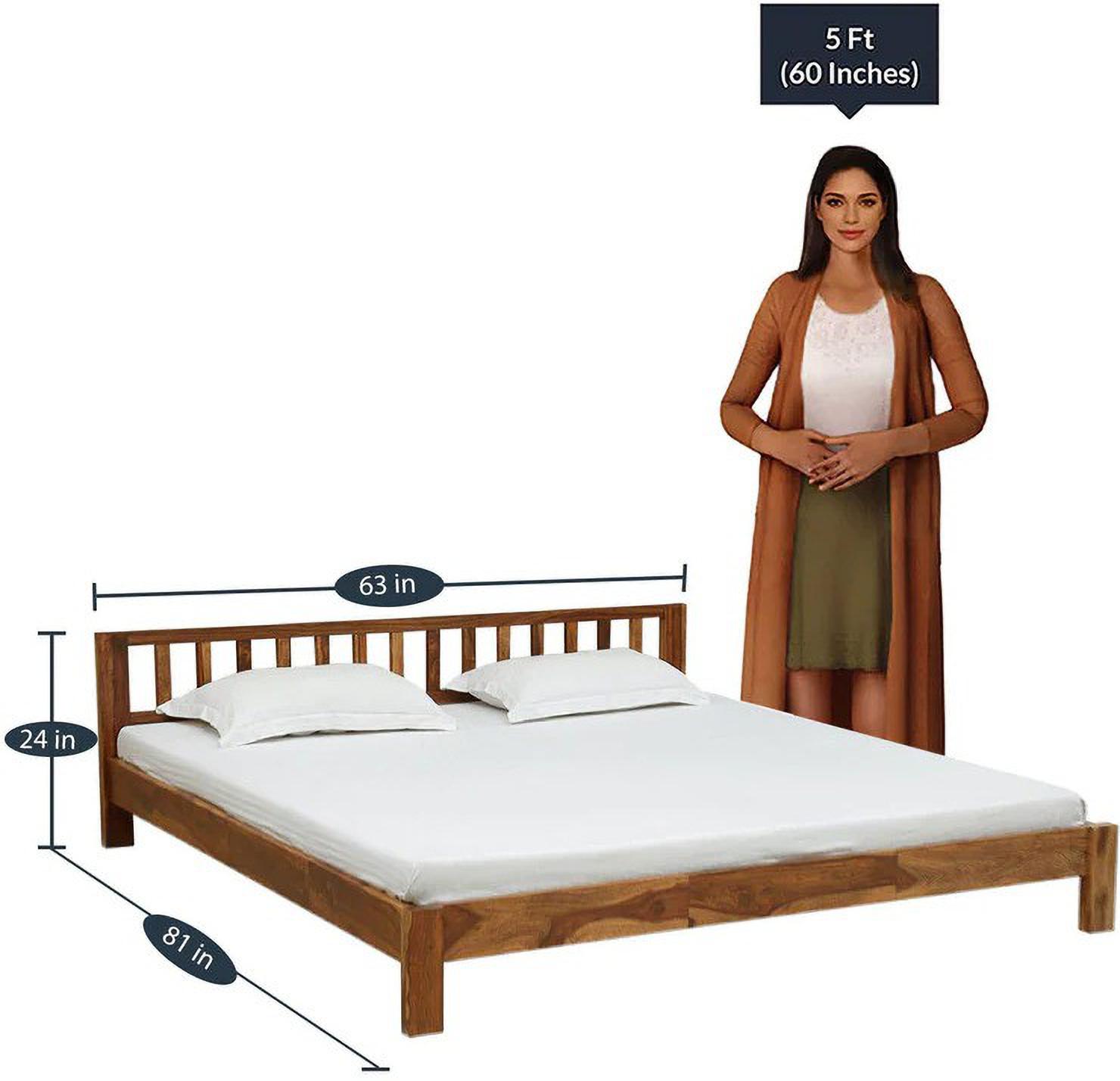 Aaram By Zebrs Solid Wood Queen Bed (Finish Color - Provincial Teak, Delivery Condition - DIY(Do-It-Yourself))