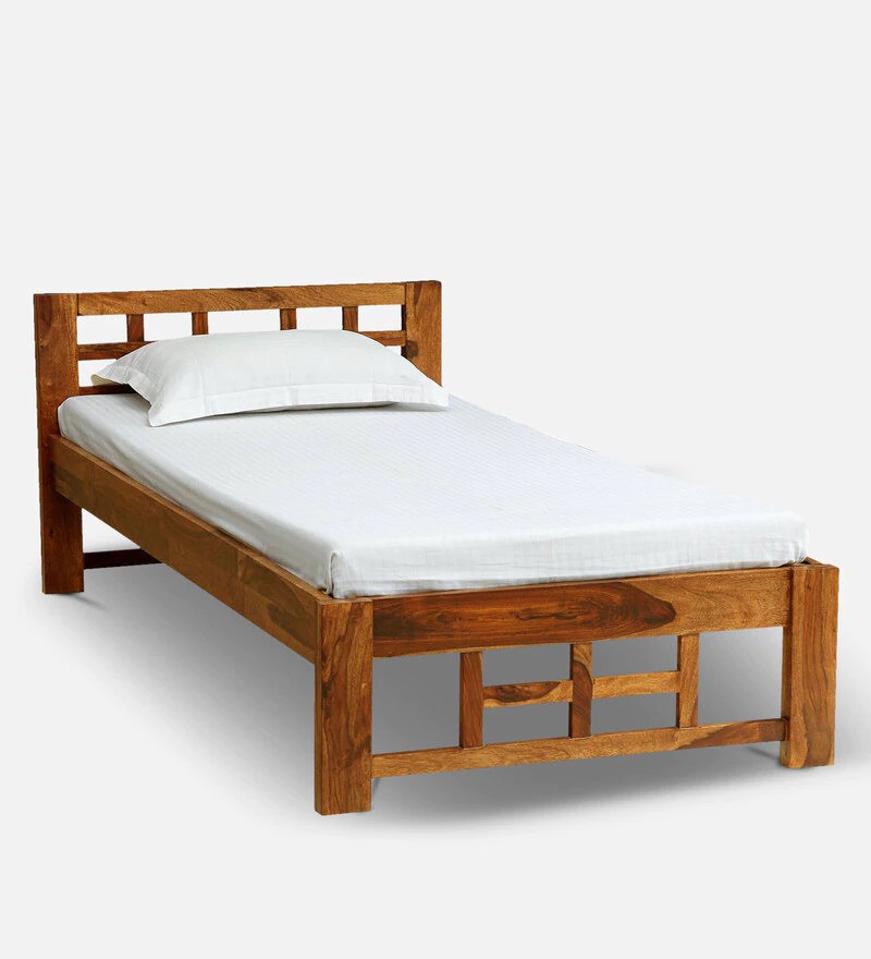 Aaram By Zebrs Solid Wood Single Bed (Finish Color - Rustic Teak, Delivery Condition - DIY(Do-It-Yourself))