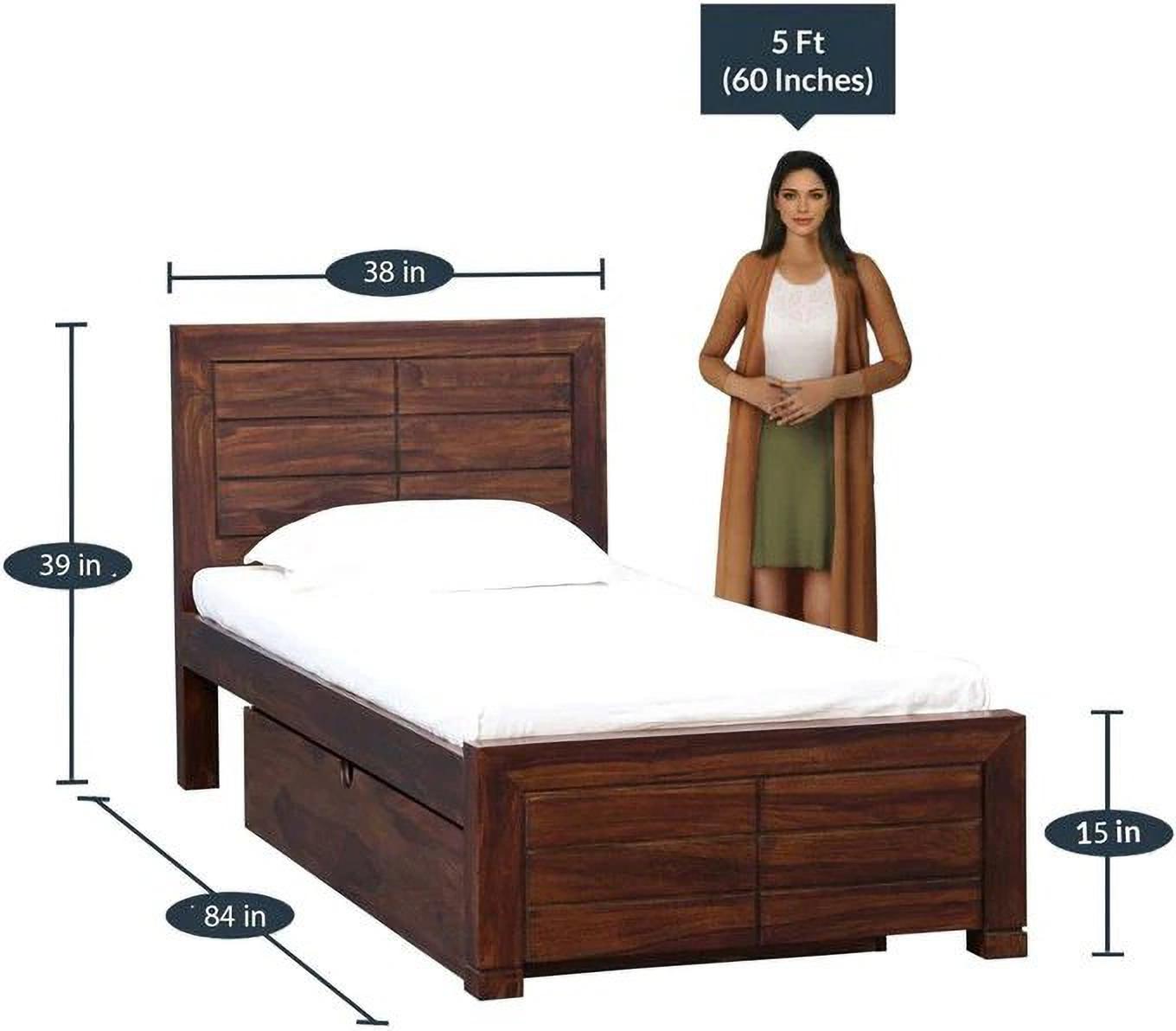 Aaram By Zebrs Solid Wood Single Drawer Bed (Finish Color - Provincial Teak, Delivery Condition - DIY(Do-It-Yourself))