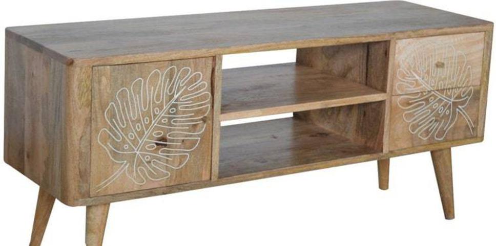 Aaram By Zebrs Solid Wood TV Entertainment Unit (Finish Color - Natural finish, DIY)