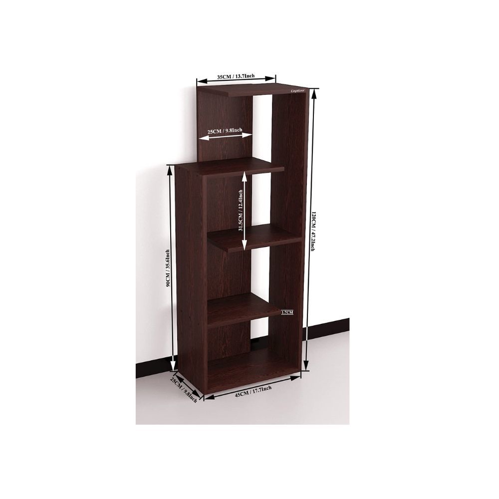 Aaram By Zebrs Wooden Books and Showpieces Rack 5 Shelf in Wenge Color Bookshelf Bookshelves Bookends Library Unit