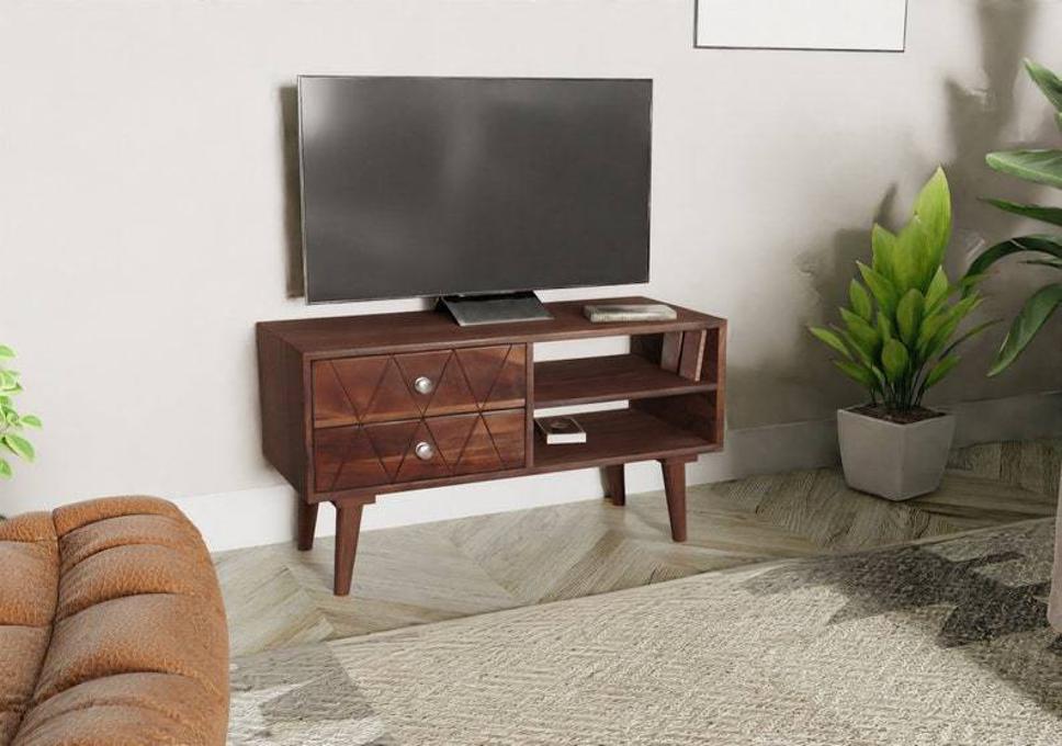 Aaram By Zebrs Wooden standard TV stand unit Solid Wood TV Entertainment Unit (Finish Color)