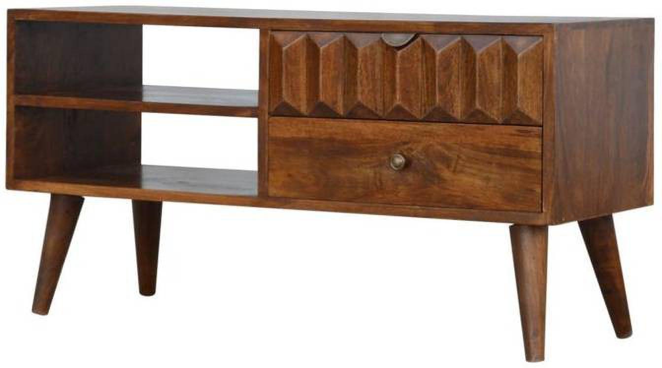 Aaram By Zebrs Wooden standard TV stand unit Solid Wood TV Entertainment Unit (Finish Color)