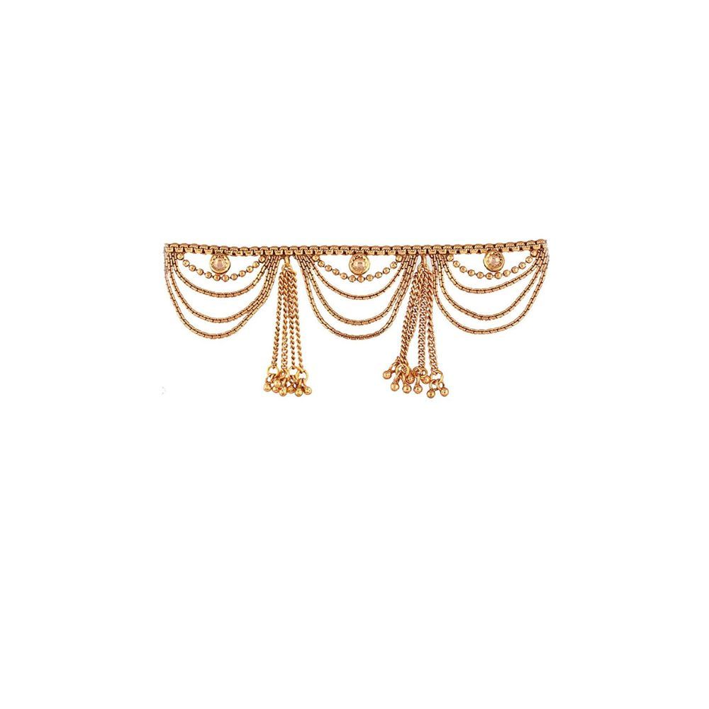 ACCESSHER Antique Traditional Kundan Tassle Kamarband Waist Belt for Women (Gold)